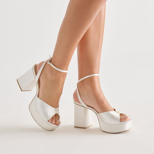 Dolce Vita Bryla White Satin Heels