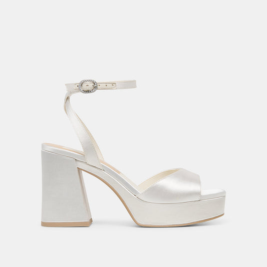 Dolce Vita Felica White Satin Heels