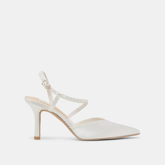 Dolce Vita KAMRA PEARL HEELS TRUE WHITE SATIN
 – Dolce Vita