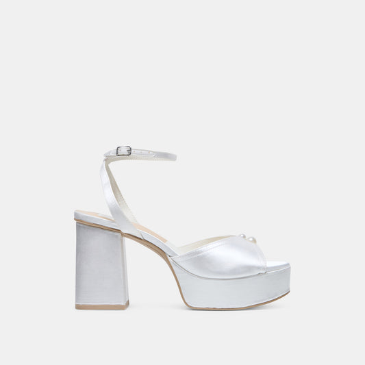 Dolce Vita Bryla White Satin Heels