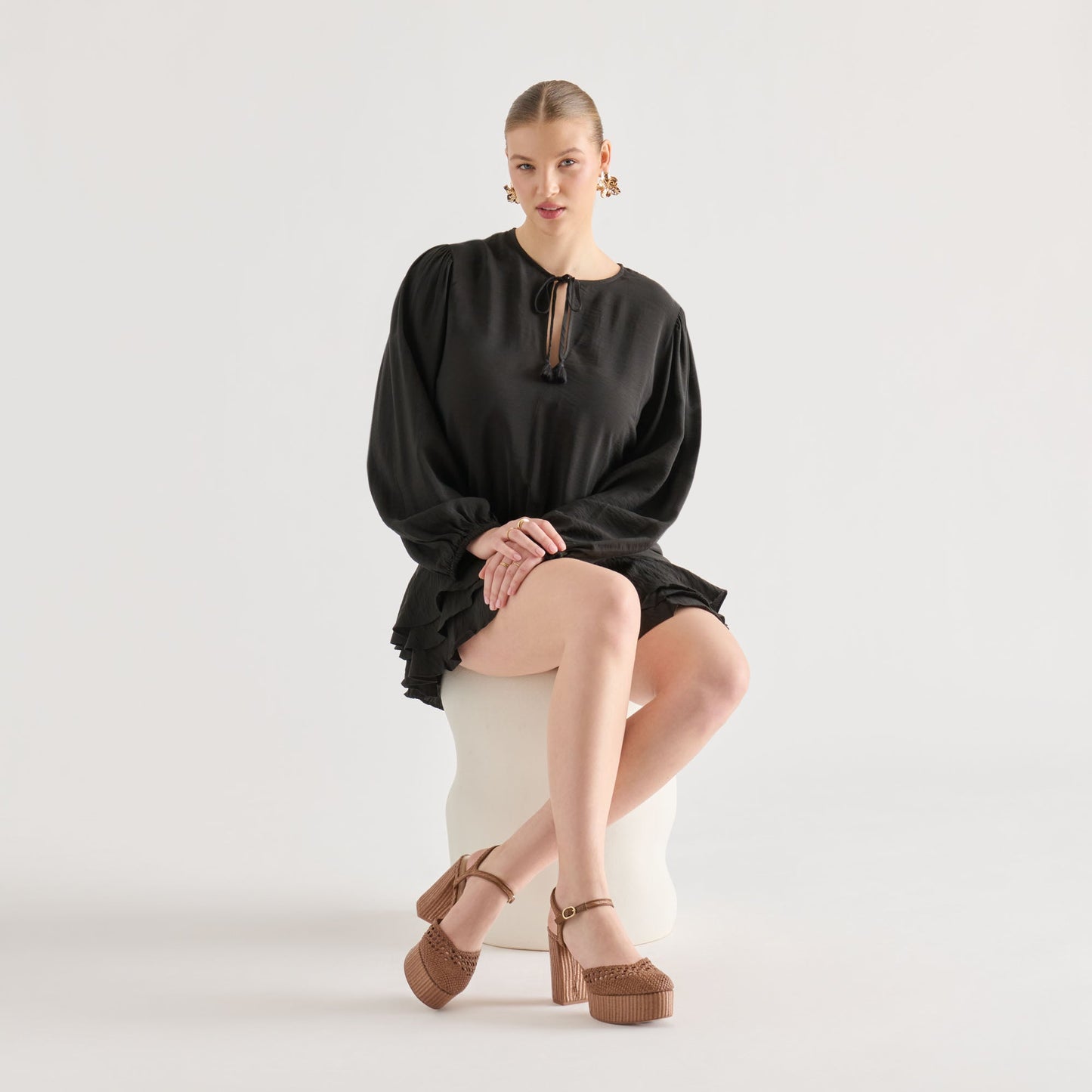 Dolce Vita Gero Mid Brown Woven Raffia Heels