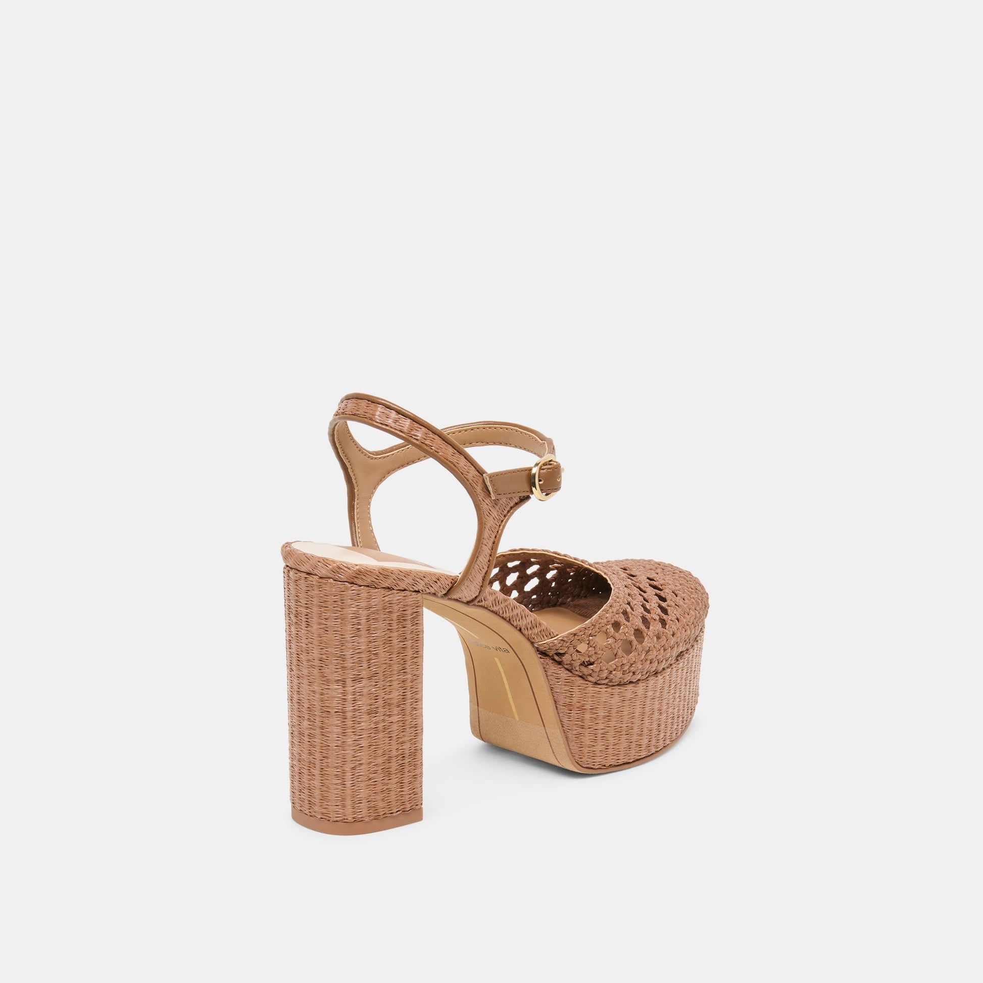 Dolce Vita Gero Mid Brown Woven Raffia Heels