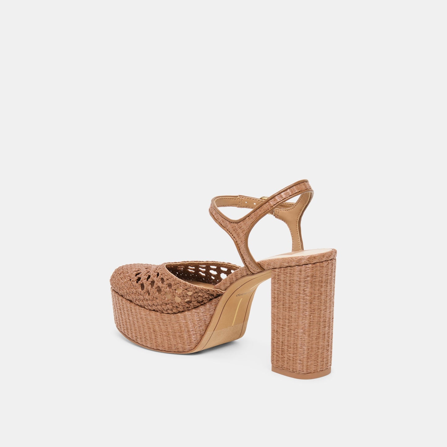 Dolce Vita Gero Mid Brown Woven Raffia Heels