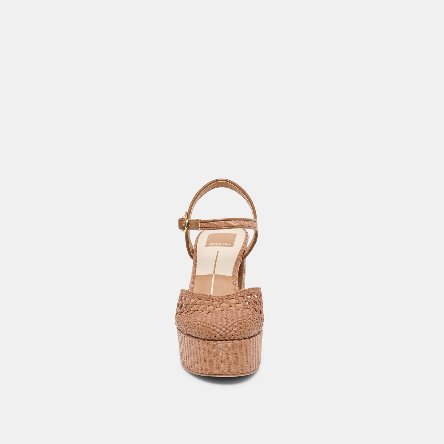 Dolce Vita Gero Mid Brown Woven Raffia Heels