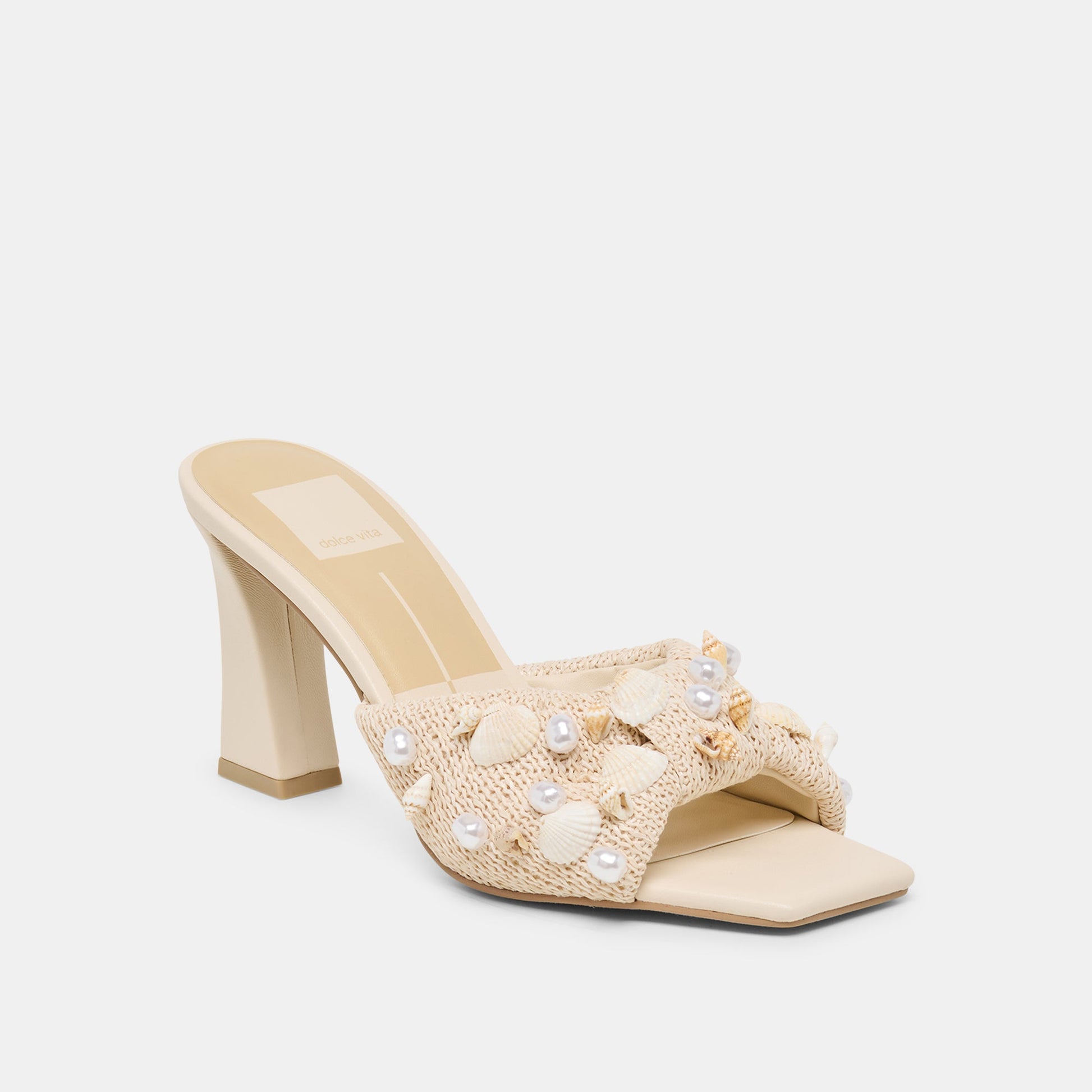 Dolce Vita Tylah Oatmeal Beaded Raffia Heels