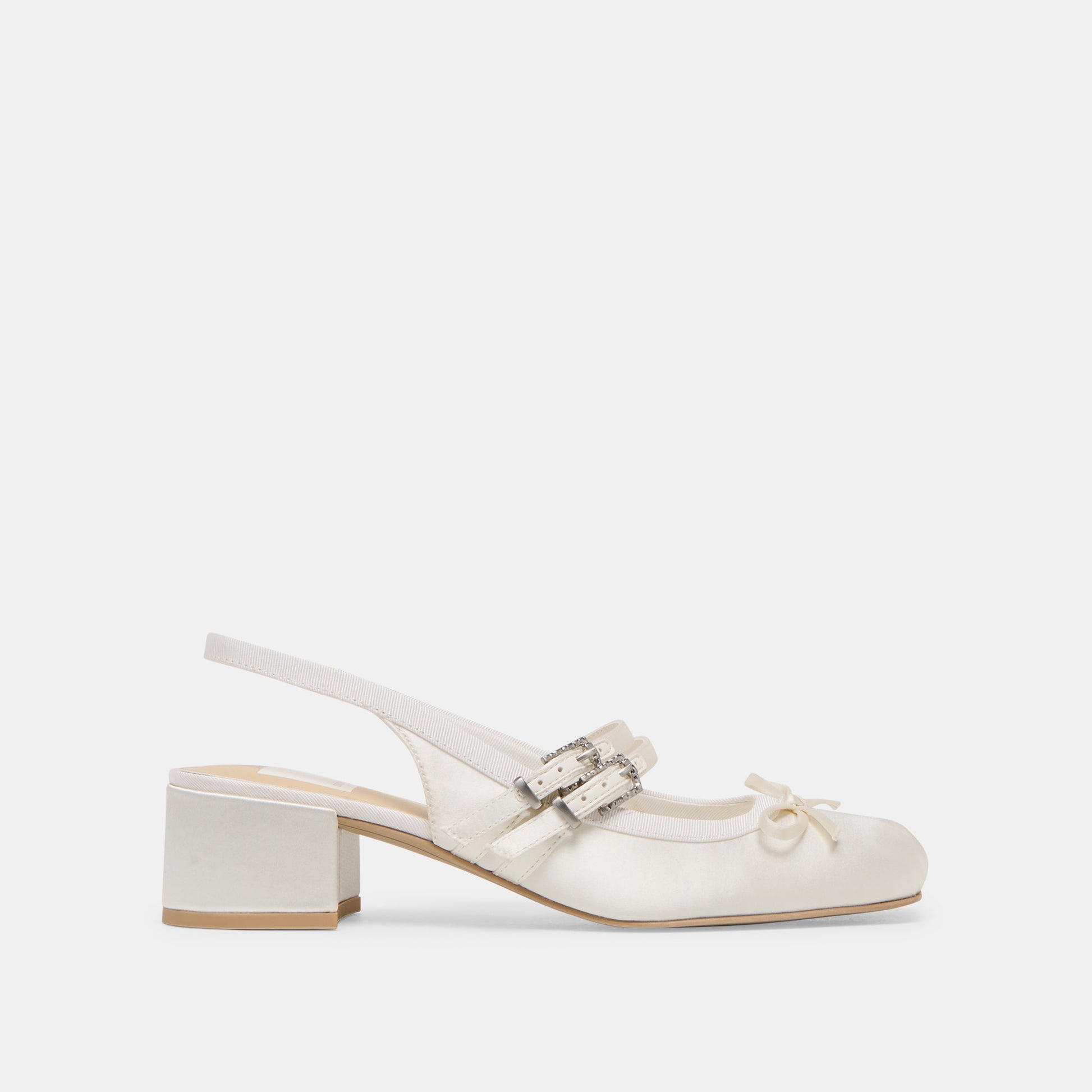 Dolce Vita Loris True White Satin Heels