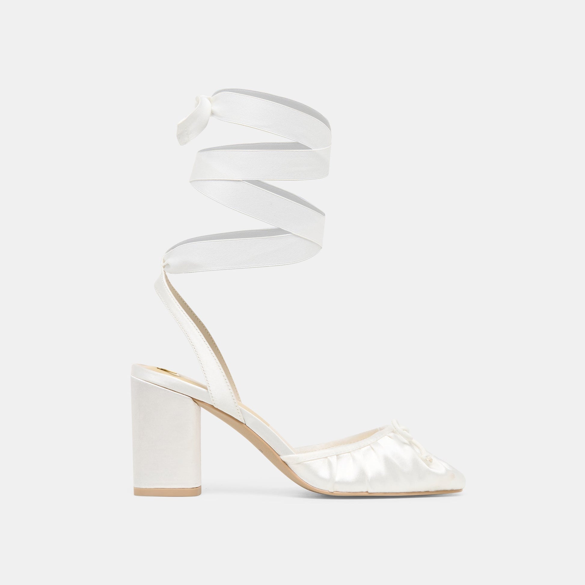 Dolce Vita Tisha True White Satin Heels