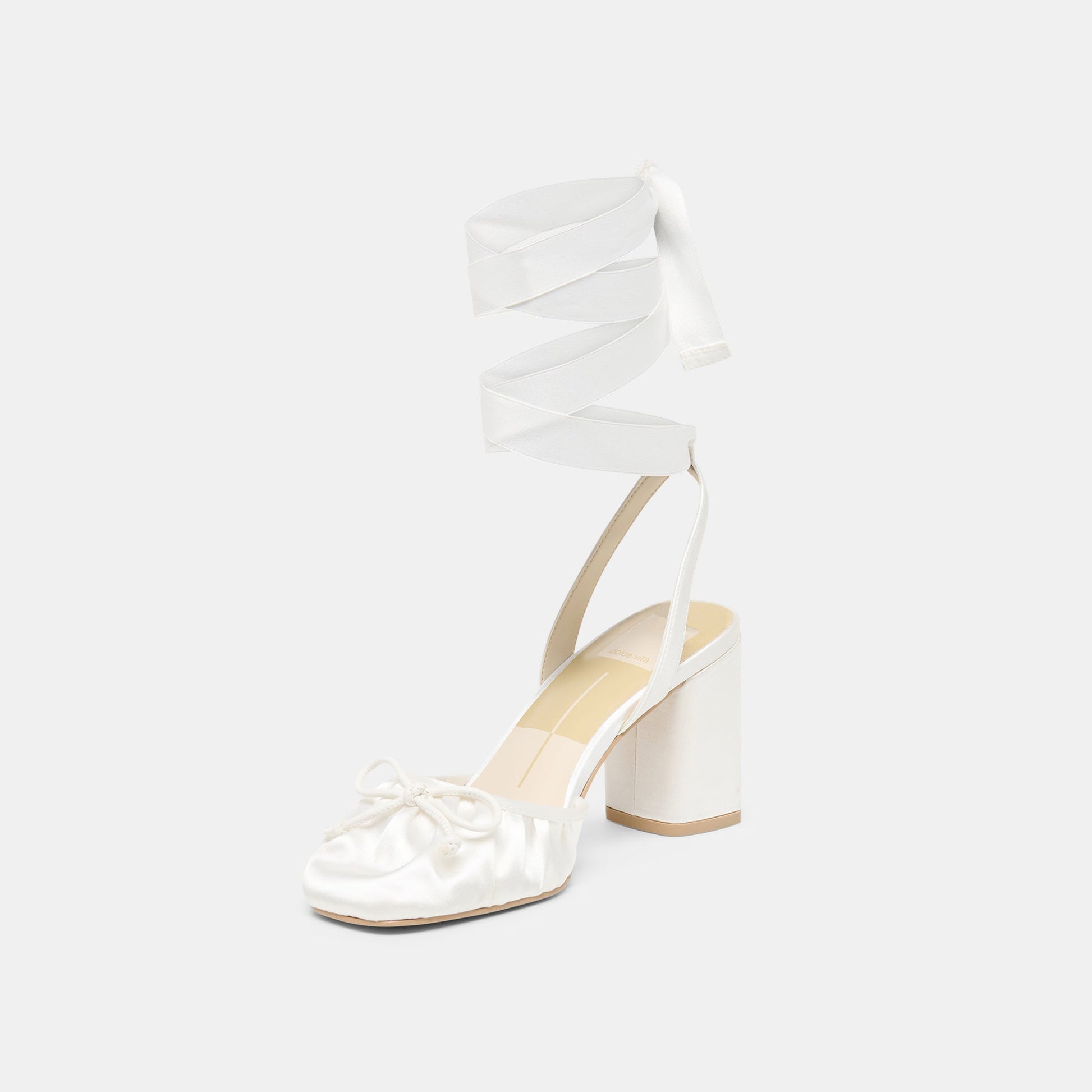 Dolce Vita Tisha True White Satin Heels