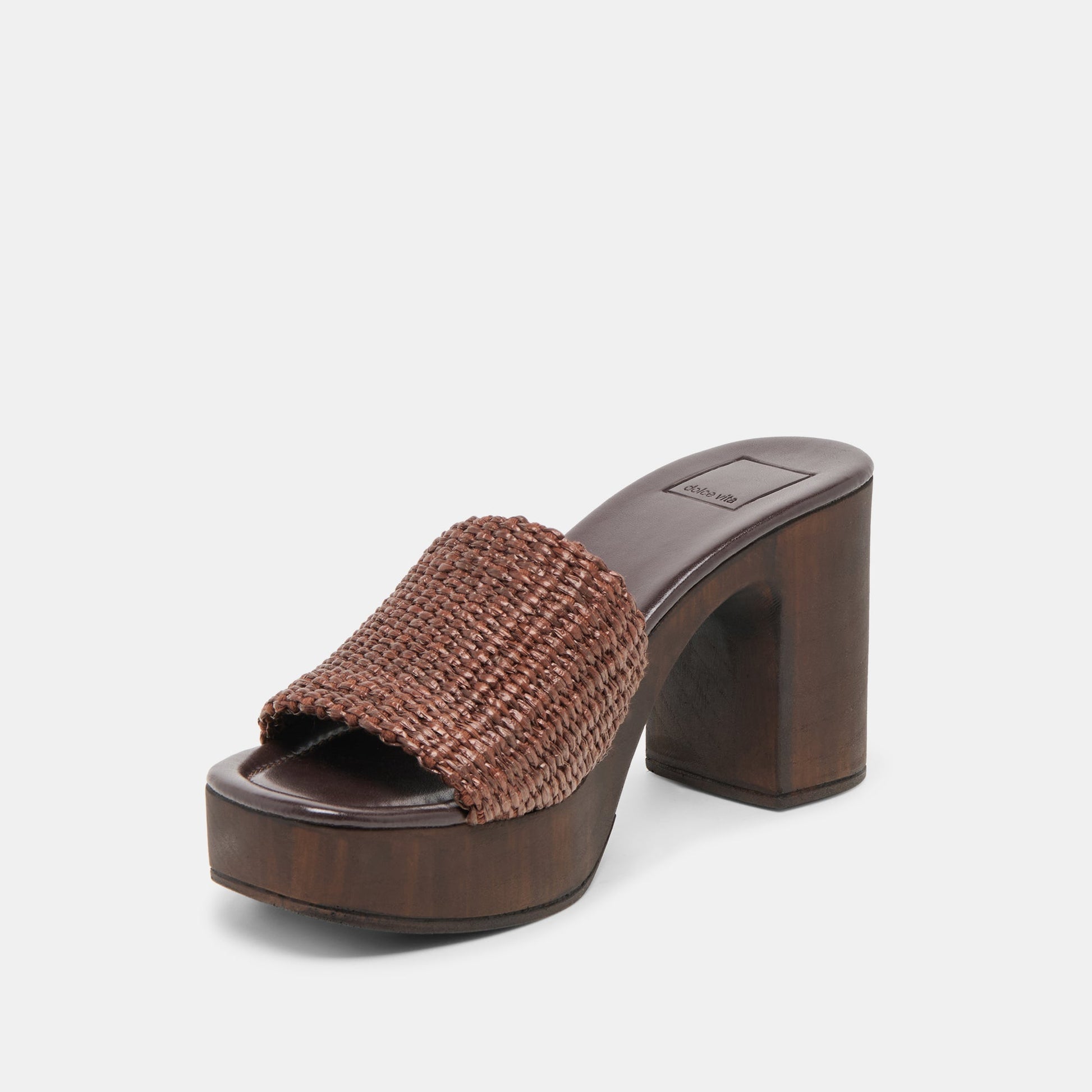 Dolce Vita Celest Chocolate Raffia Heels