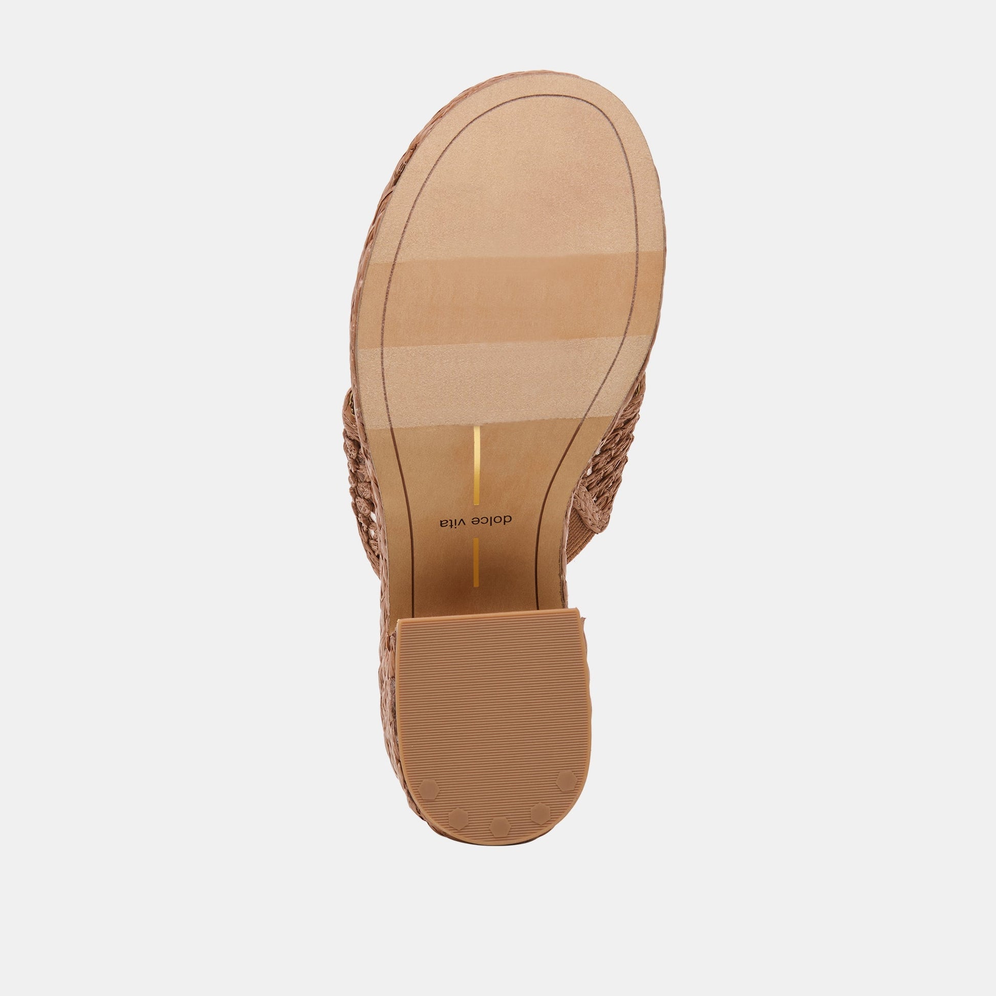 Dolce Vita RIPPLE Mid Brown Raffia Platform Thong Block Heel