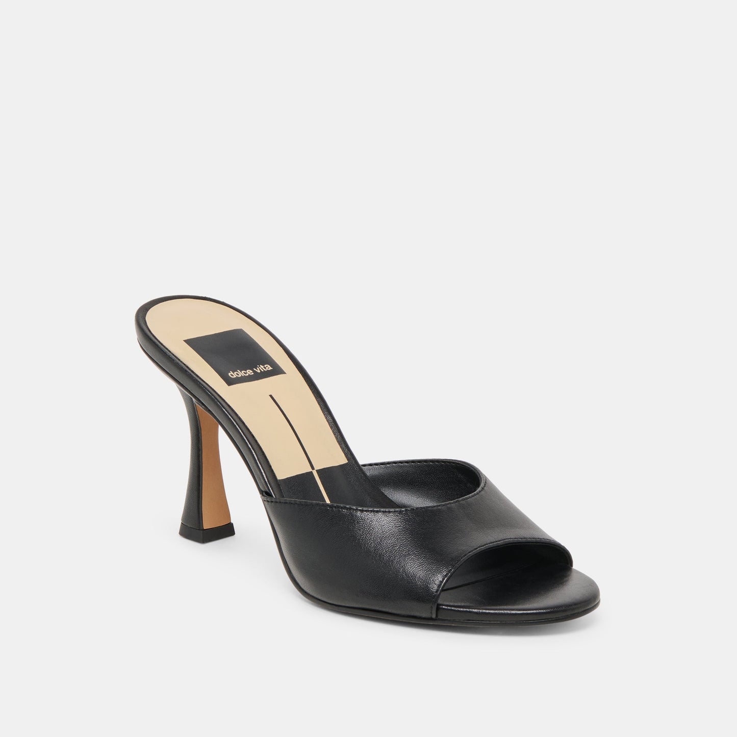Dolce Vita ROSHA Black Leather Open-Toe Mule Heels