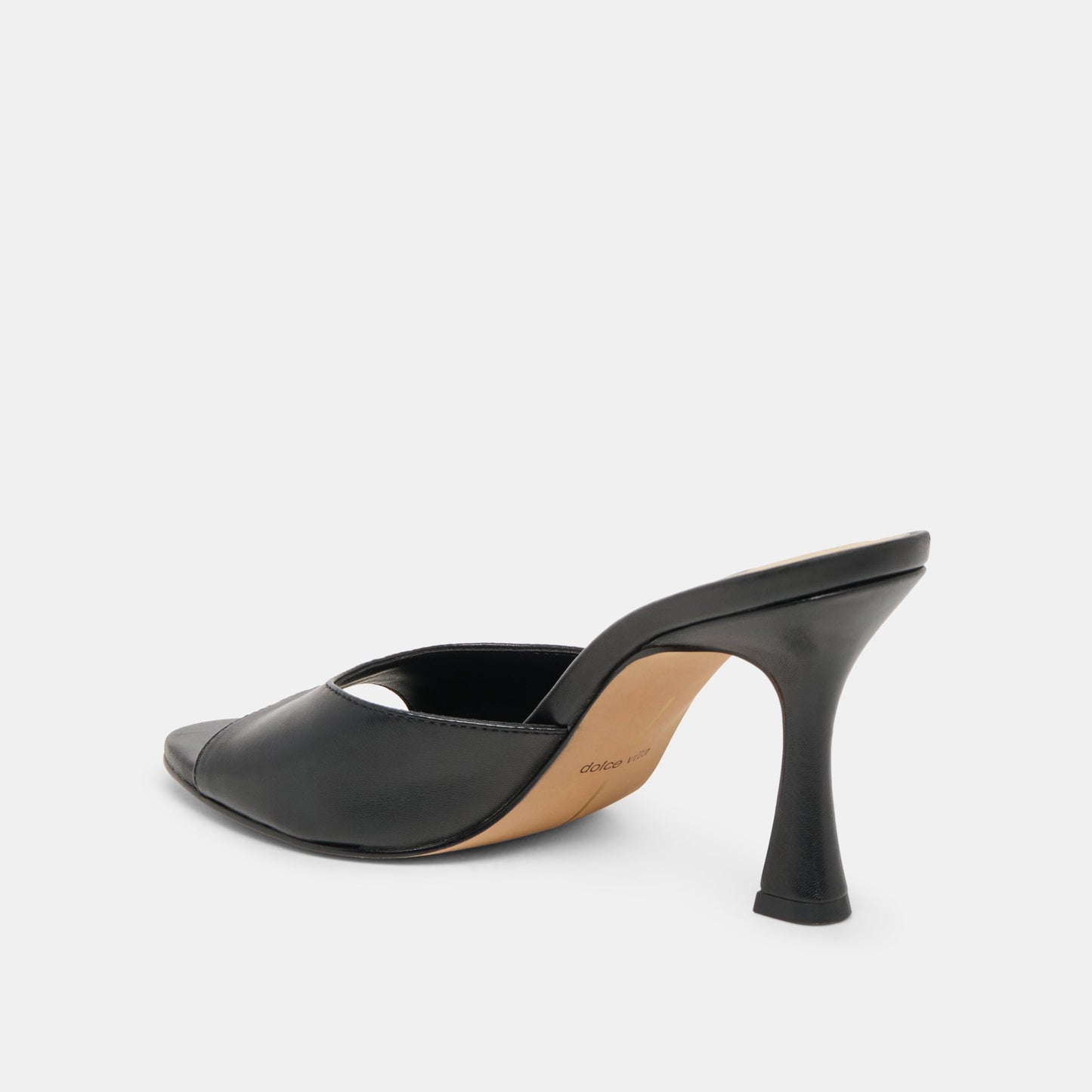 Dolce Vita ROSHA Black Leather Open-Toe Mule Heels