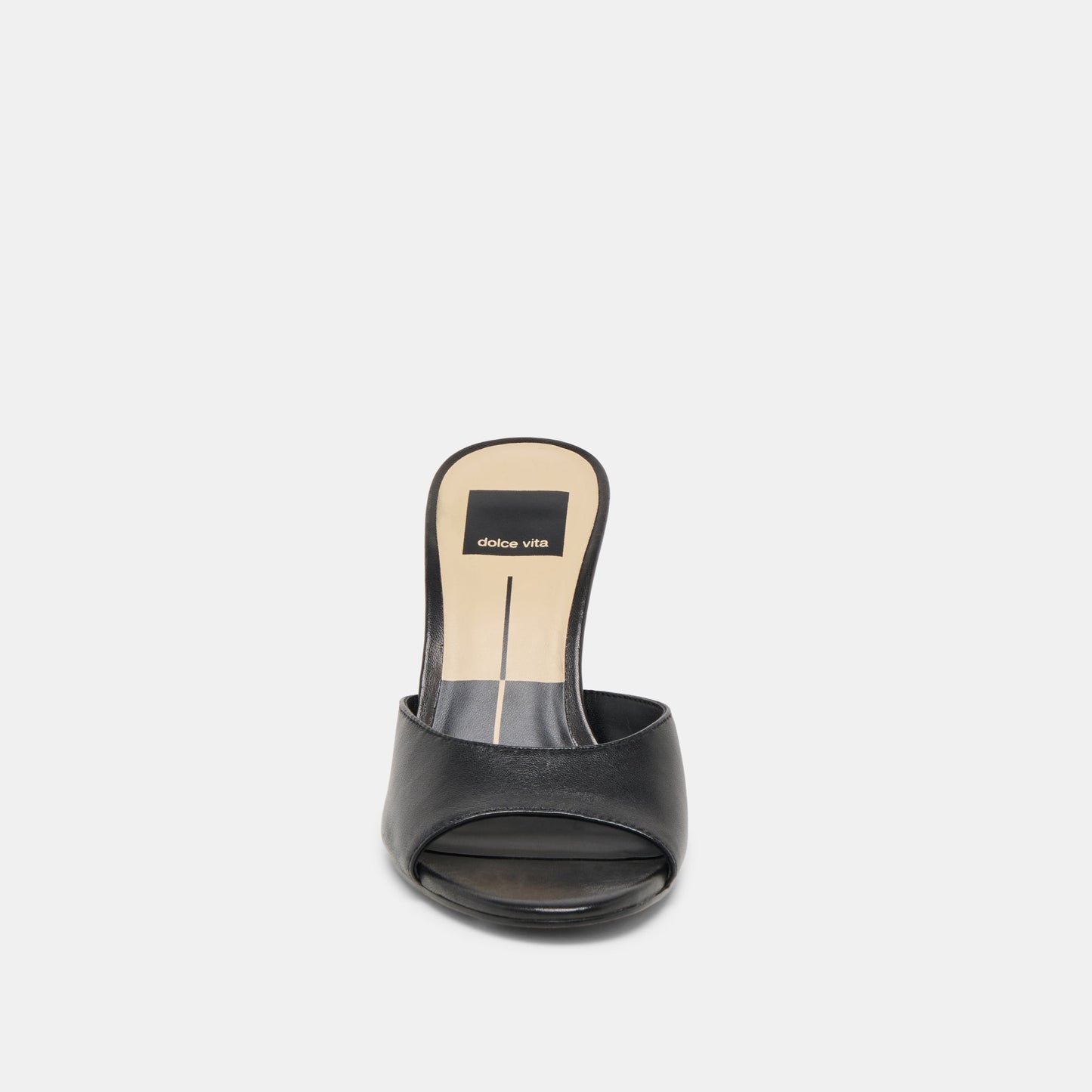 Dolce Vita ROSHA Black Leather Open-Toe Mule Heels