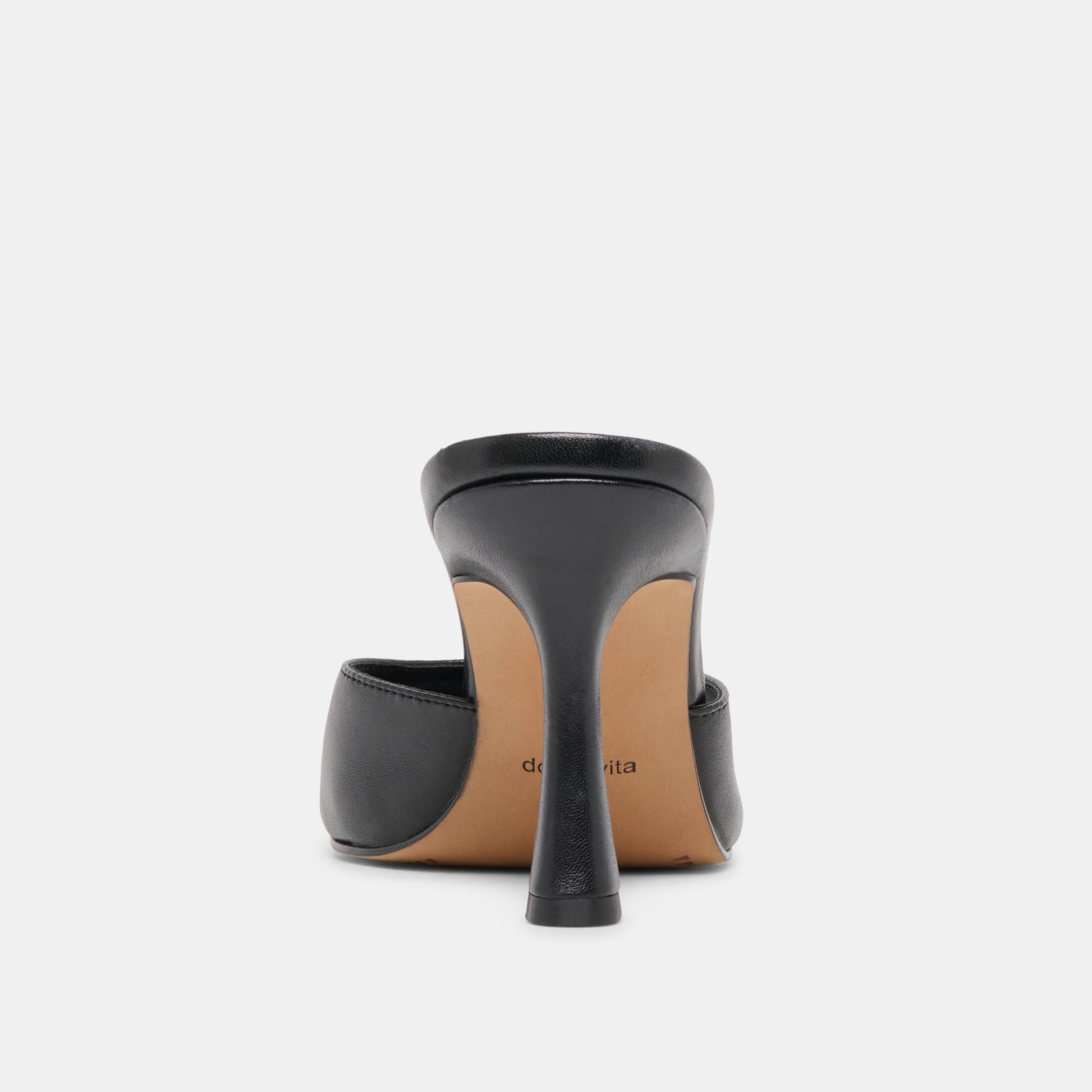Dolce Vita ROSHA Black Leather Open-Toe Mule Heels