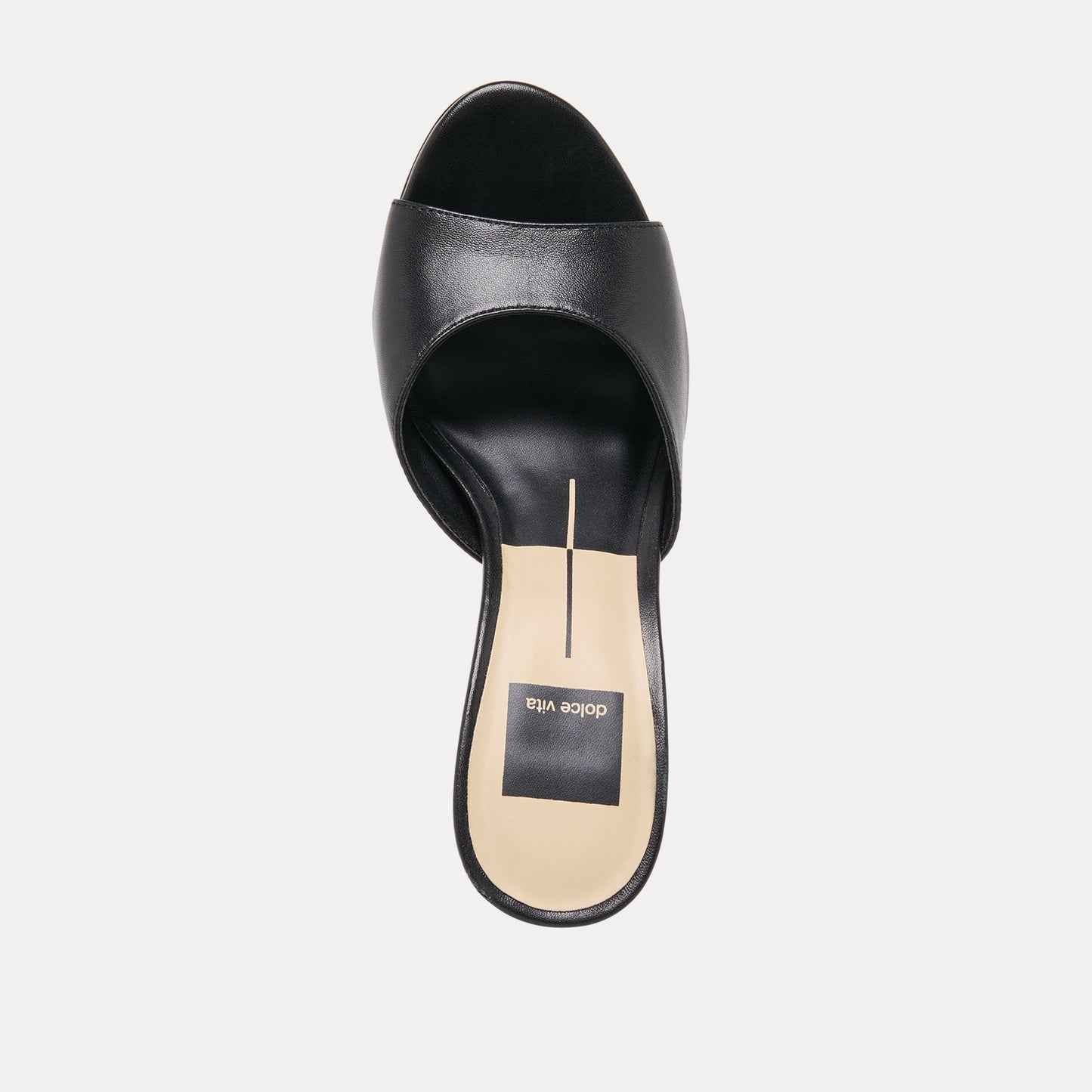 Dolce Vita ROSHA Black Leather Open-Toe Mule Heels