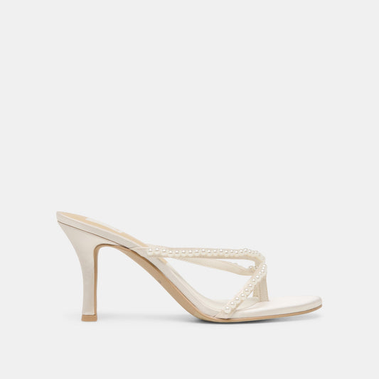 Dolce Vita Liano Pearl Off White Satin Heels