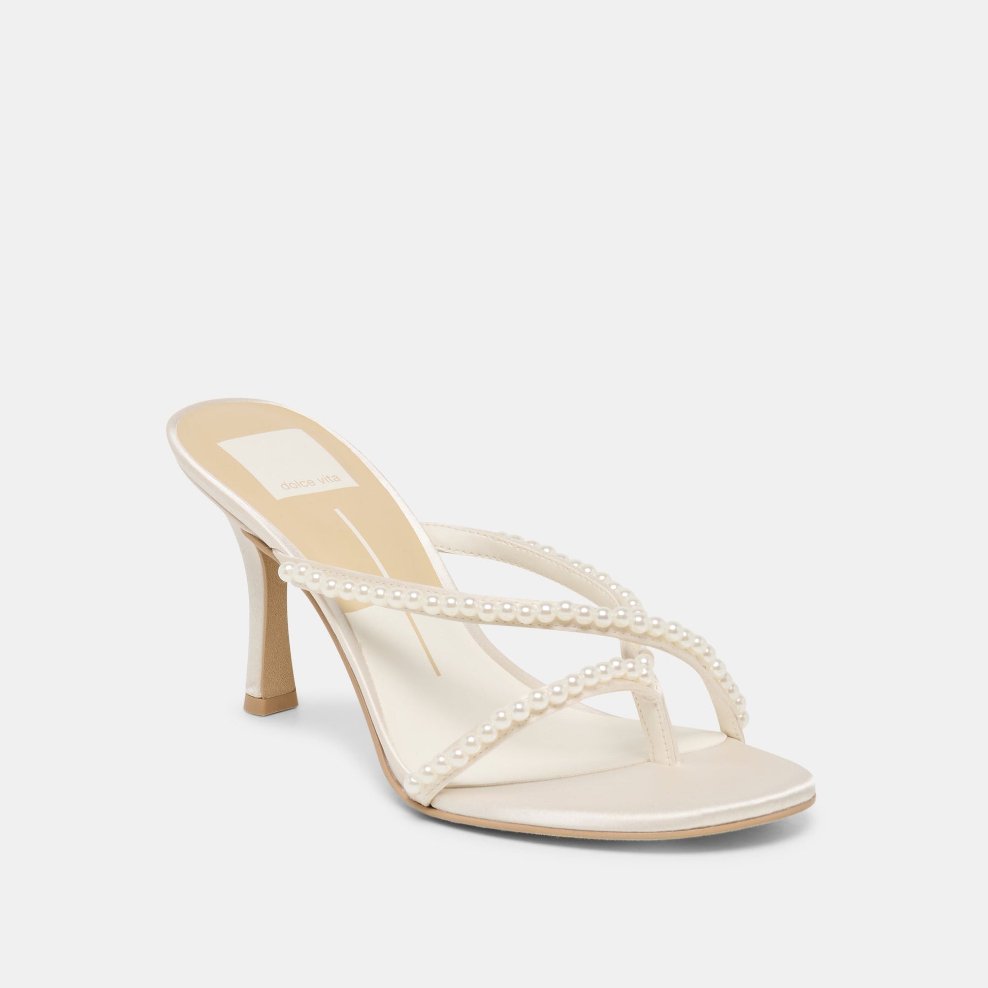 Dolce Vita Liano Pearl Off White Satin Heels