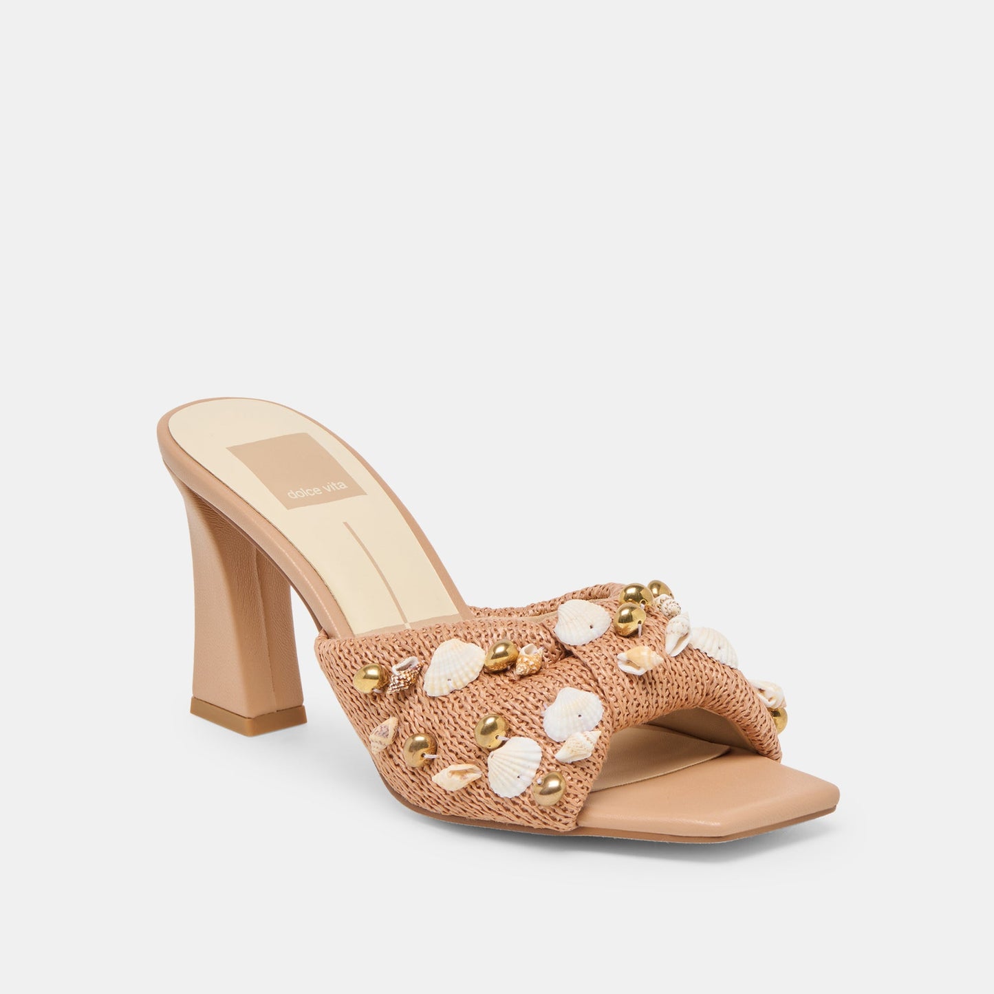 Dolce Vita Tylah Toffee Beaded Raffia Heels