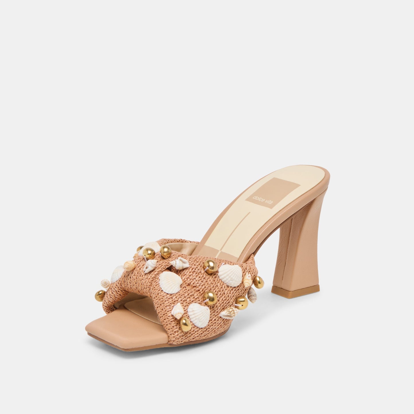 Dolce Vita Tylah Toffee Beaded Raffia Heels