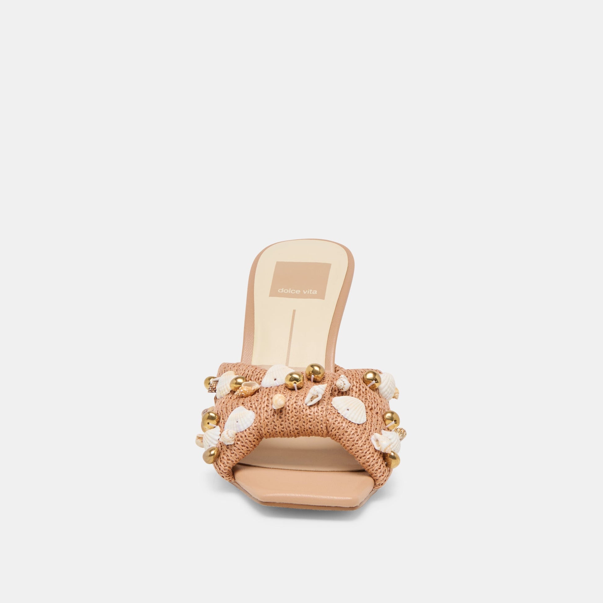 Dolce Vita Tylah Toffee Beaded Raffia Heels