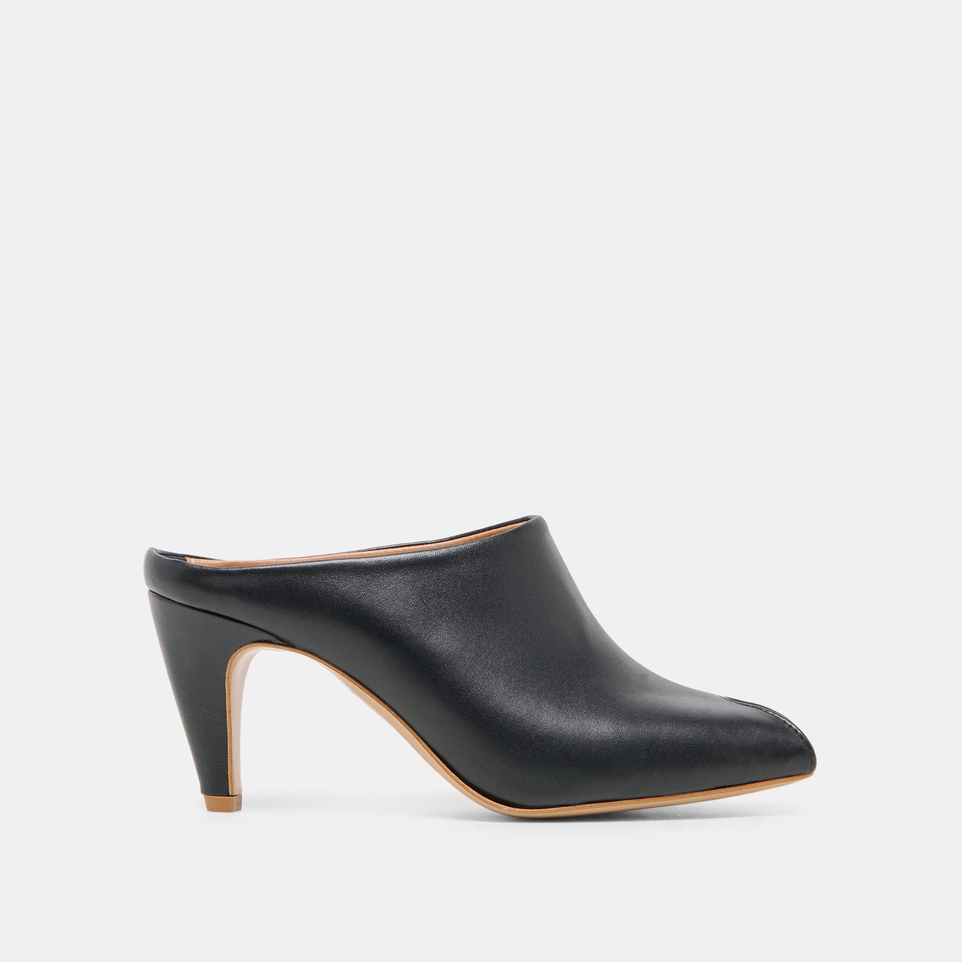 Dolce Vita MERY Black Leather Peep-Toe Heels