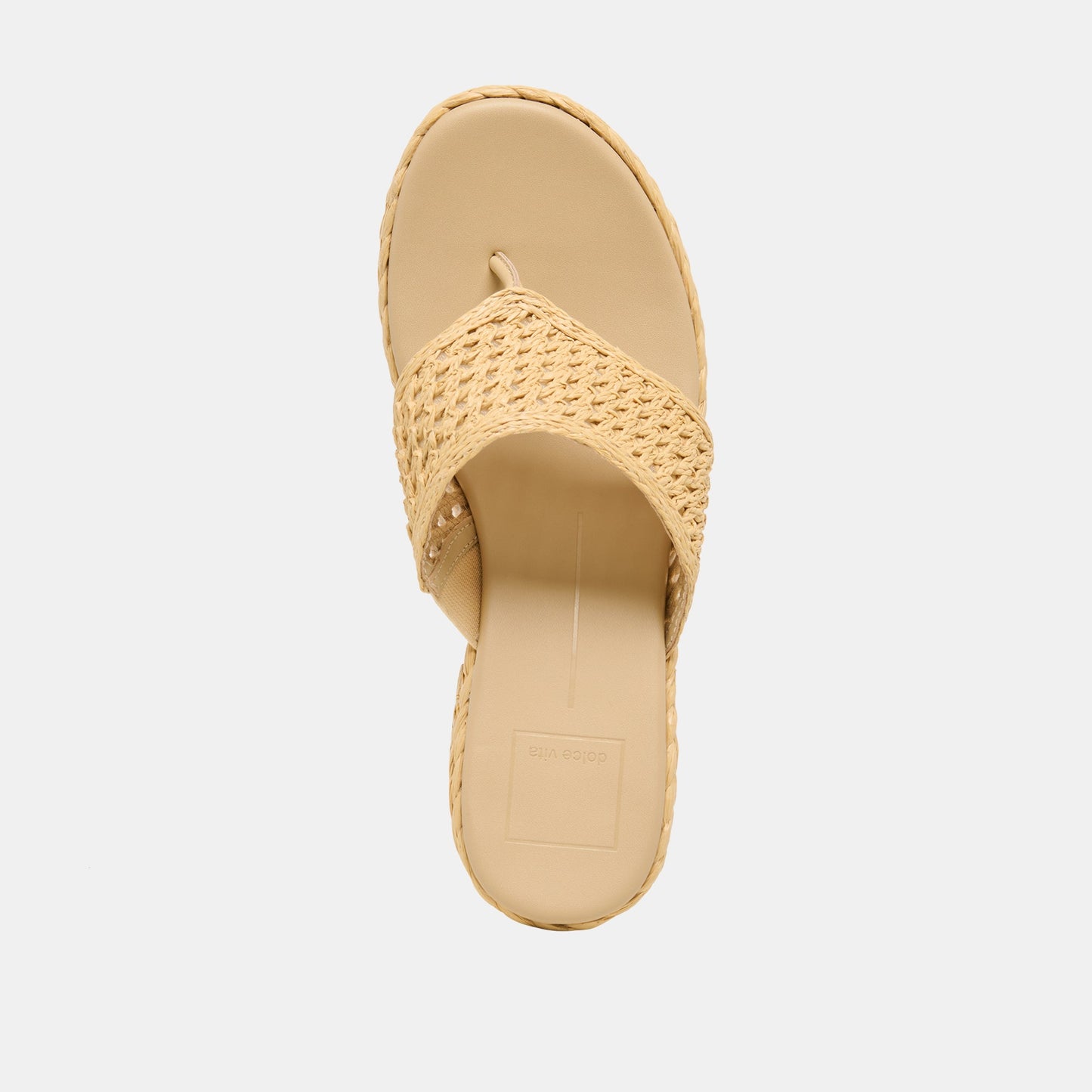 Dolce Vita RIPPLE Lt Natural Raffia Platform Thong Block Heel