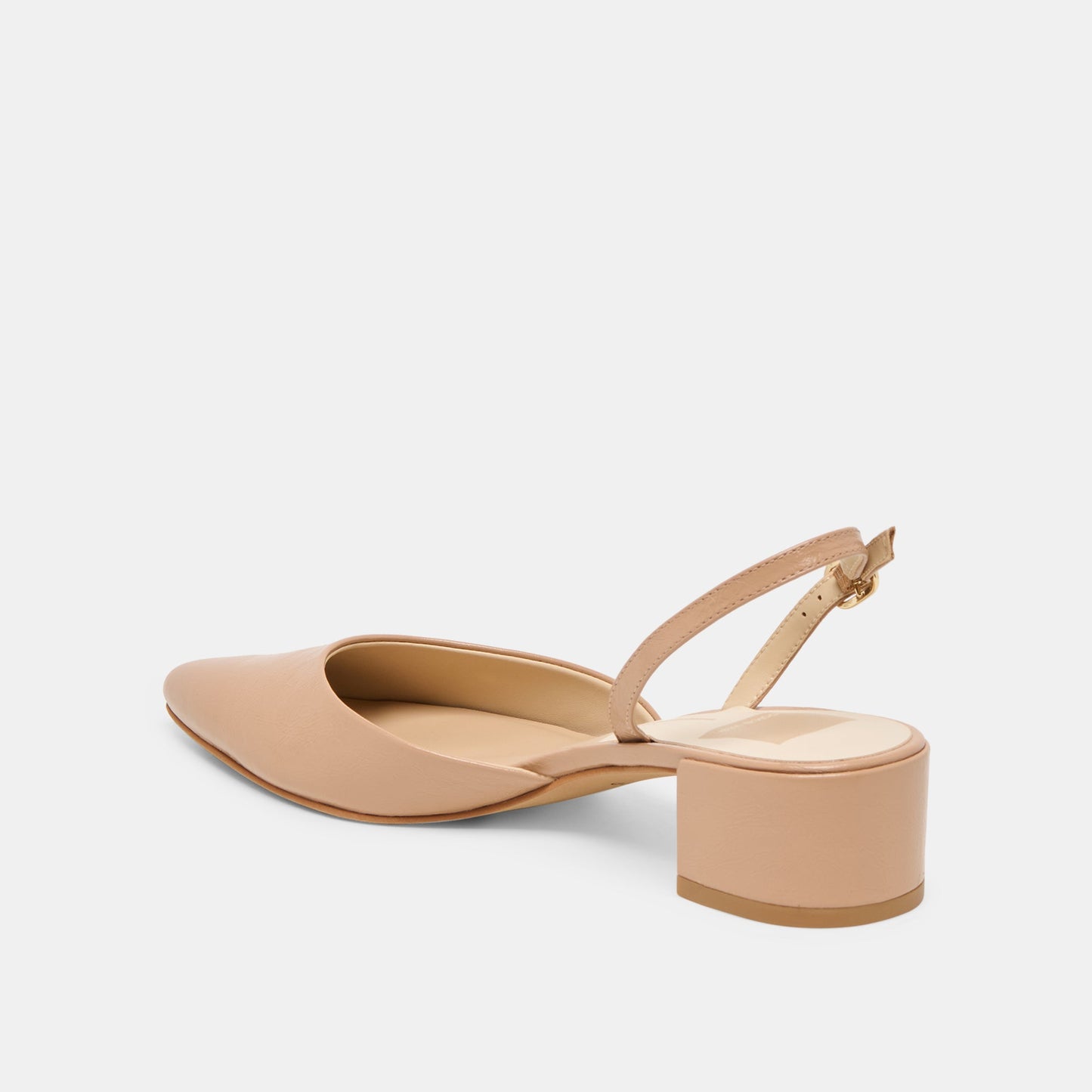 Dolce Vita Carel Wide Lt Tan Crinkle Patent Leather Heels