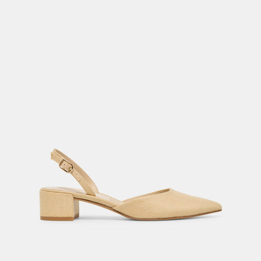 Dolce Vita Carel Light Natural Raffia Heels