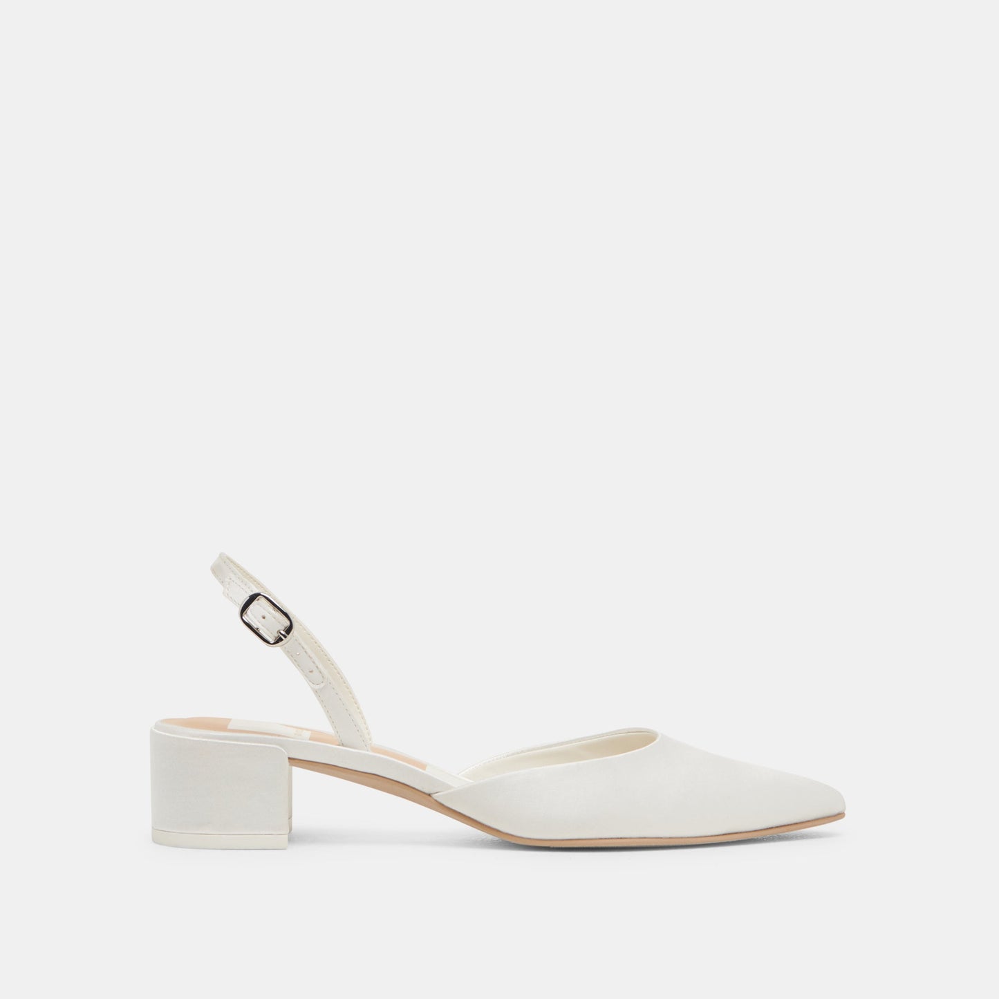 Dolce Vita Carel Wide True White Satin Heels