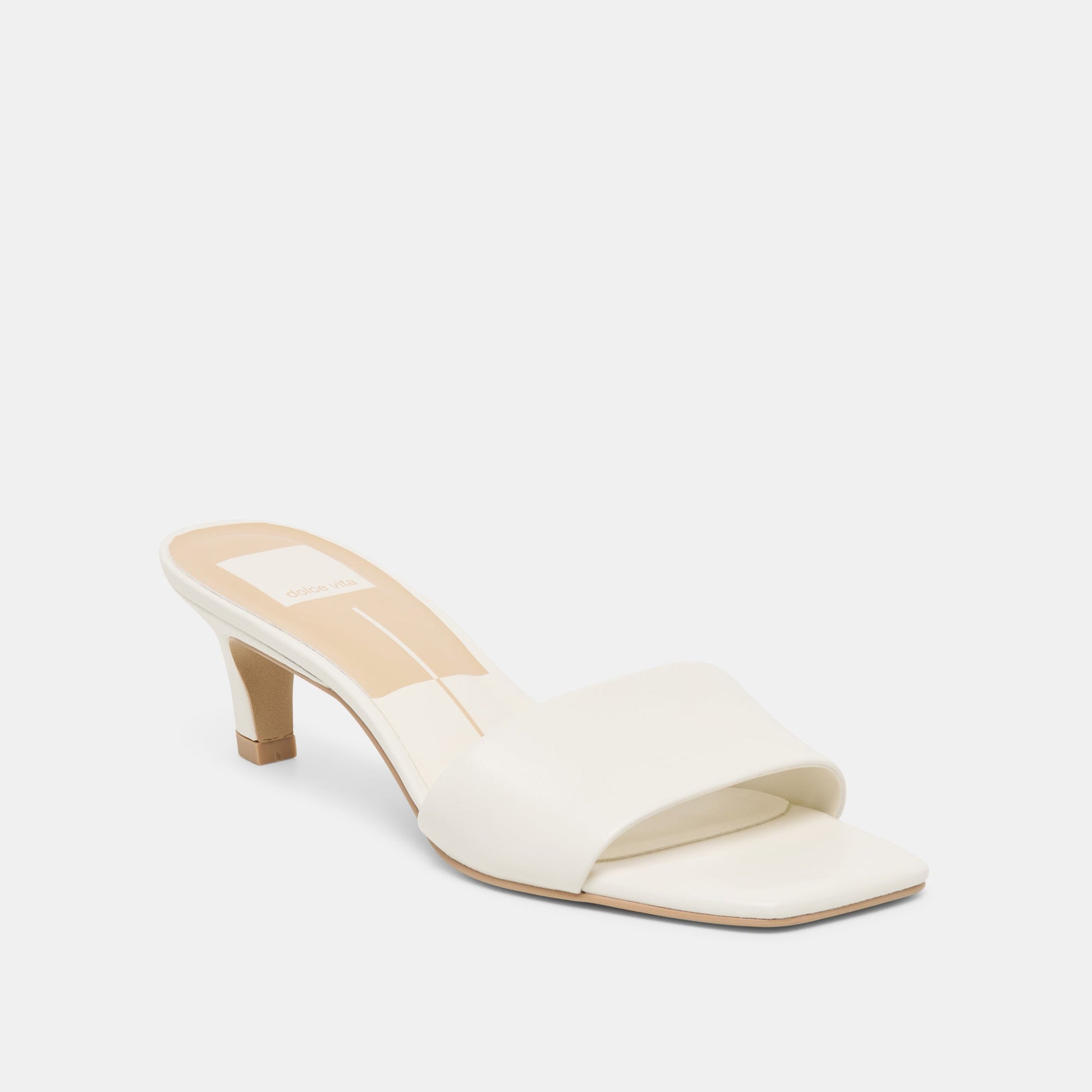 Dolce Vita Rexa Wide True White Leather Heels