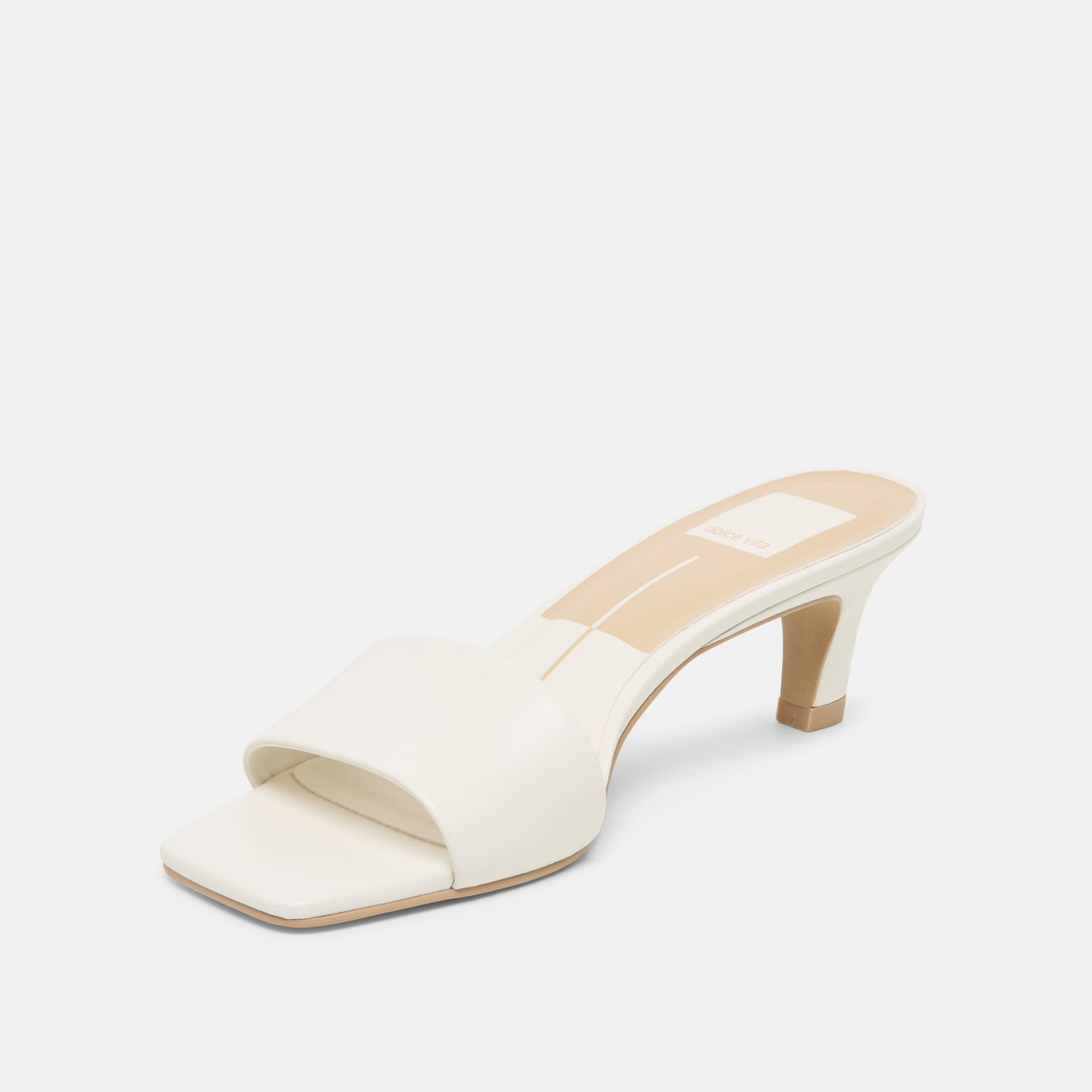 Dolce Vita Rexa Wide True White Leather Heels