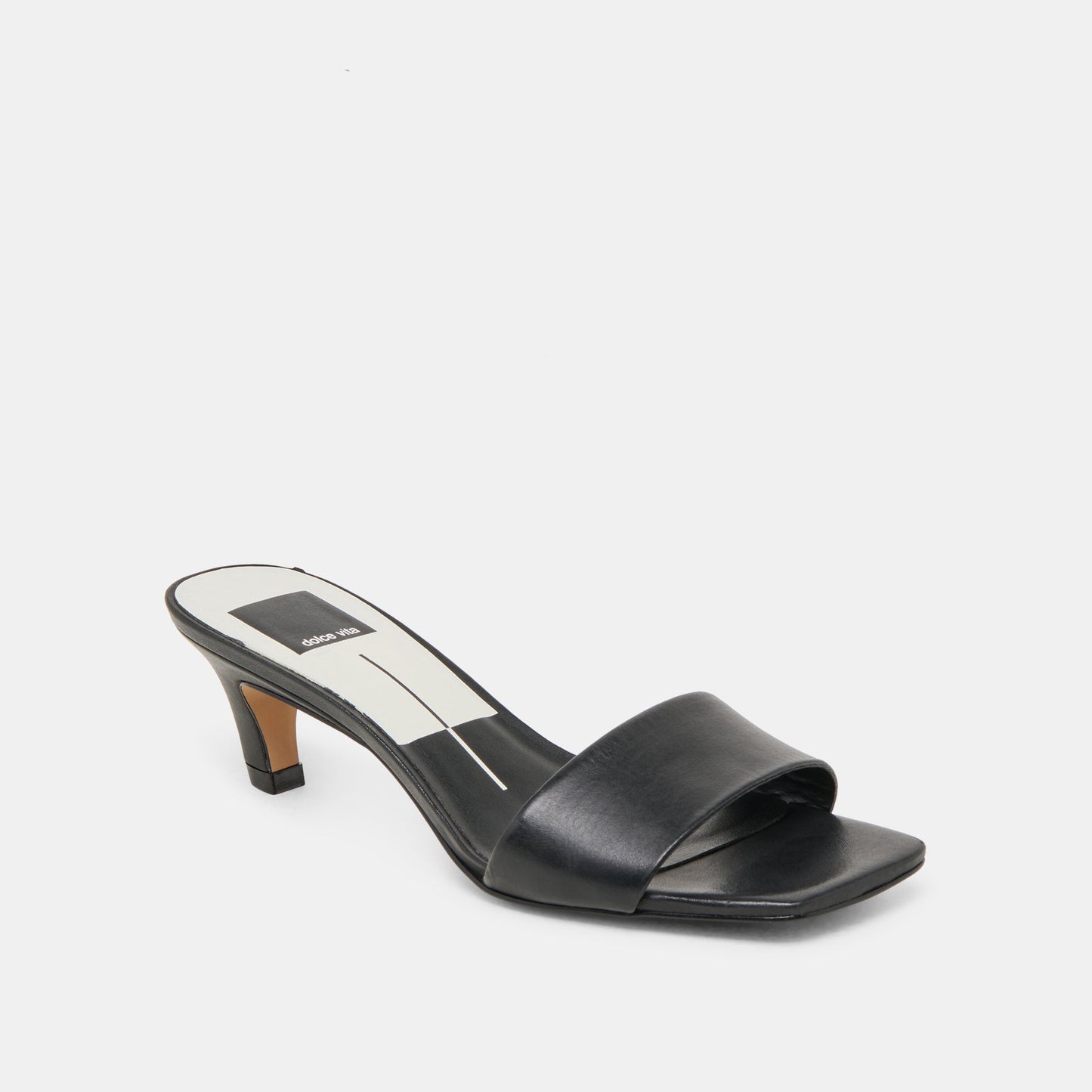 Dolce Vita Rexa Wide Black Leather Heels