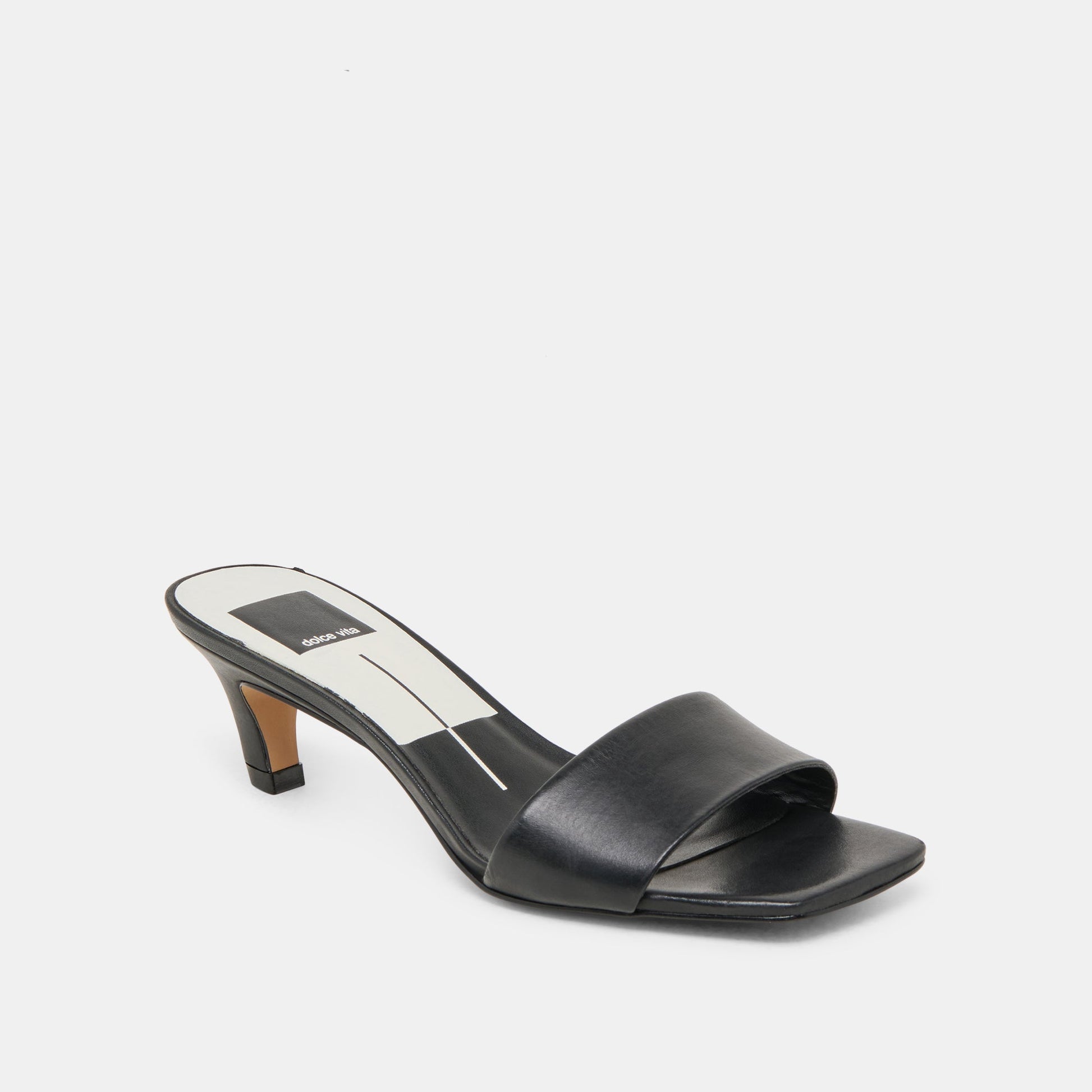 Dolce Vita Rexa Wide Black Leather Heels