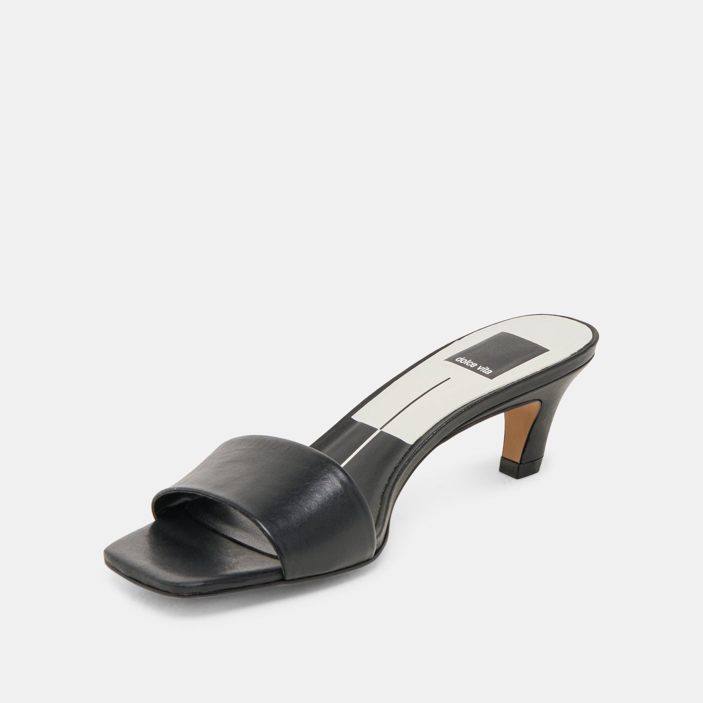 Dolce Vita Rexa Wide Black Leather Heels