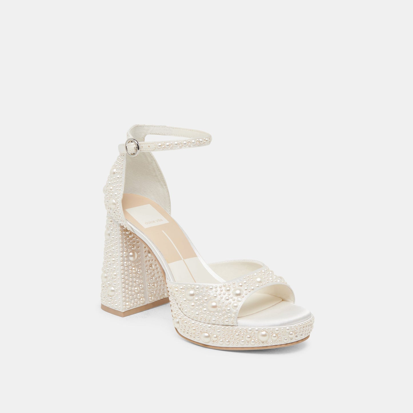Dolce Vita PANDRO PEARL WIDE HEELS TRUE WHITE SATIN
 – Dolce Vita