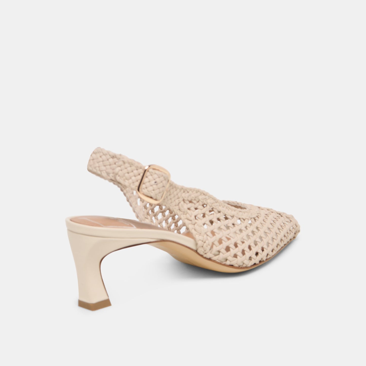 Dolce Vita REMLA Bone Woven Leather Peep-Toe Kitten Heel