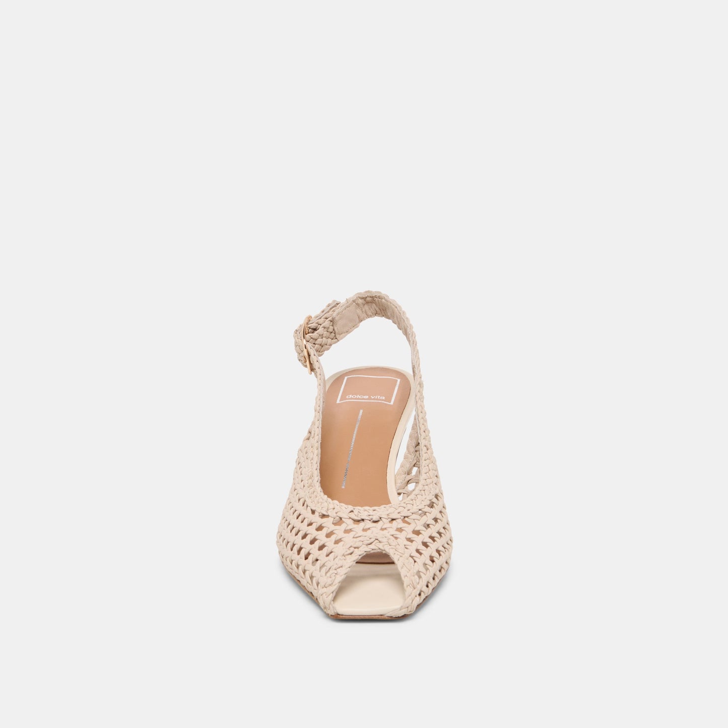 Dolce Vita REMLA Bone Woven Leather Peep-Toe Kitten Heel