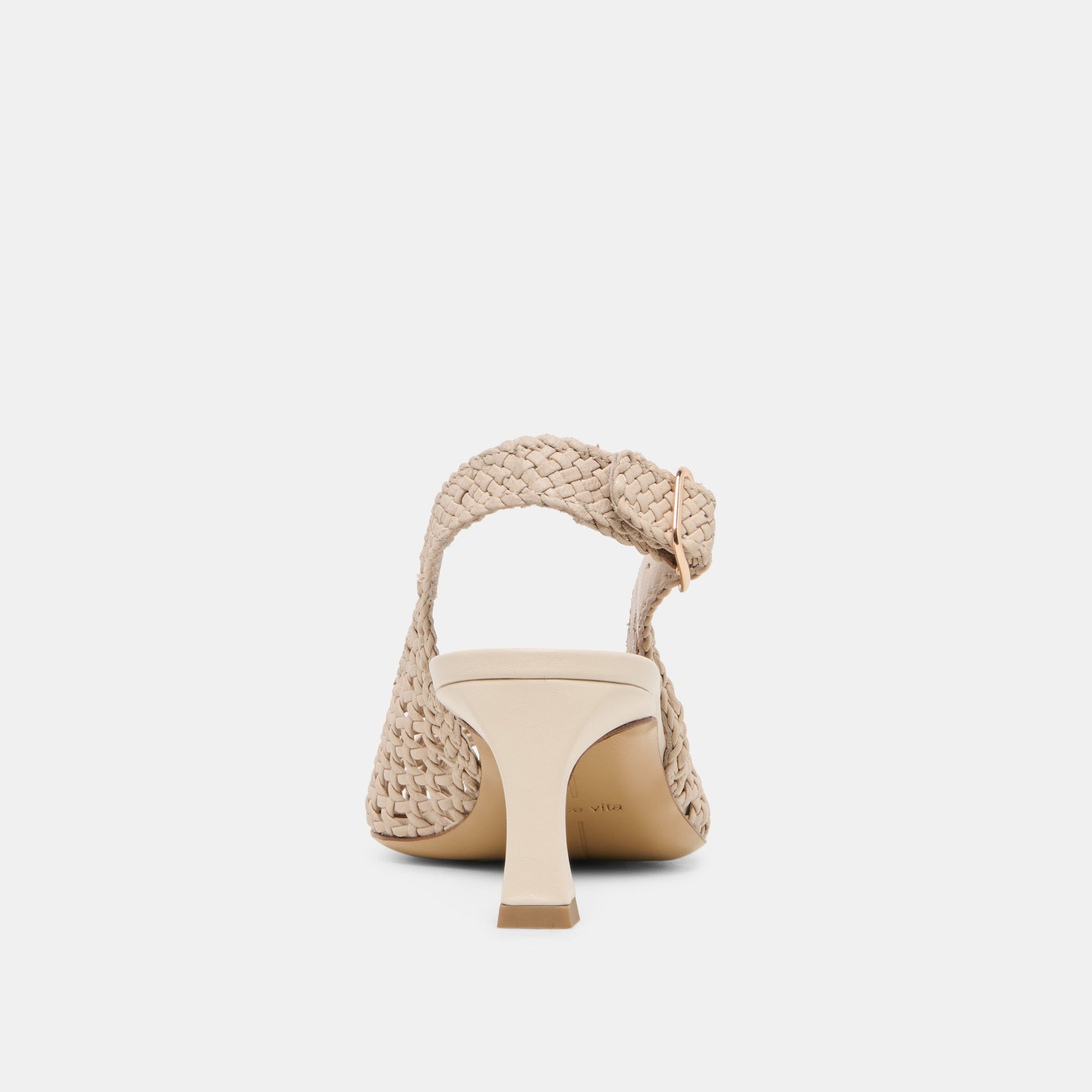 Dolce Vita REMLA Bone Woven Leather Peep-Toe Kitten Heel