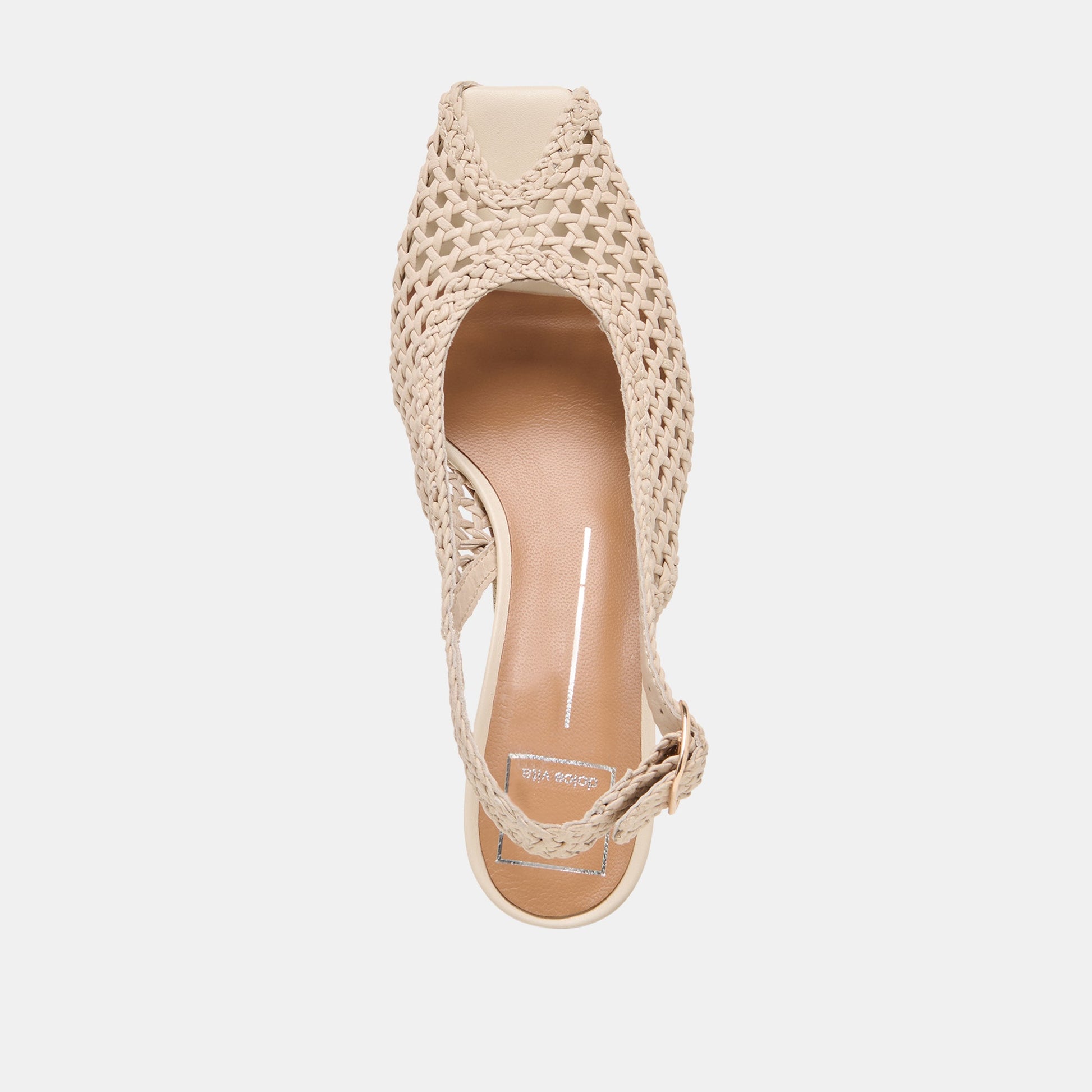 Dolce Vita REMLA Bone Woven Leather Peep-Toe Kitten Heel