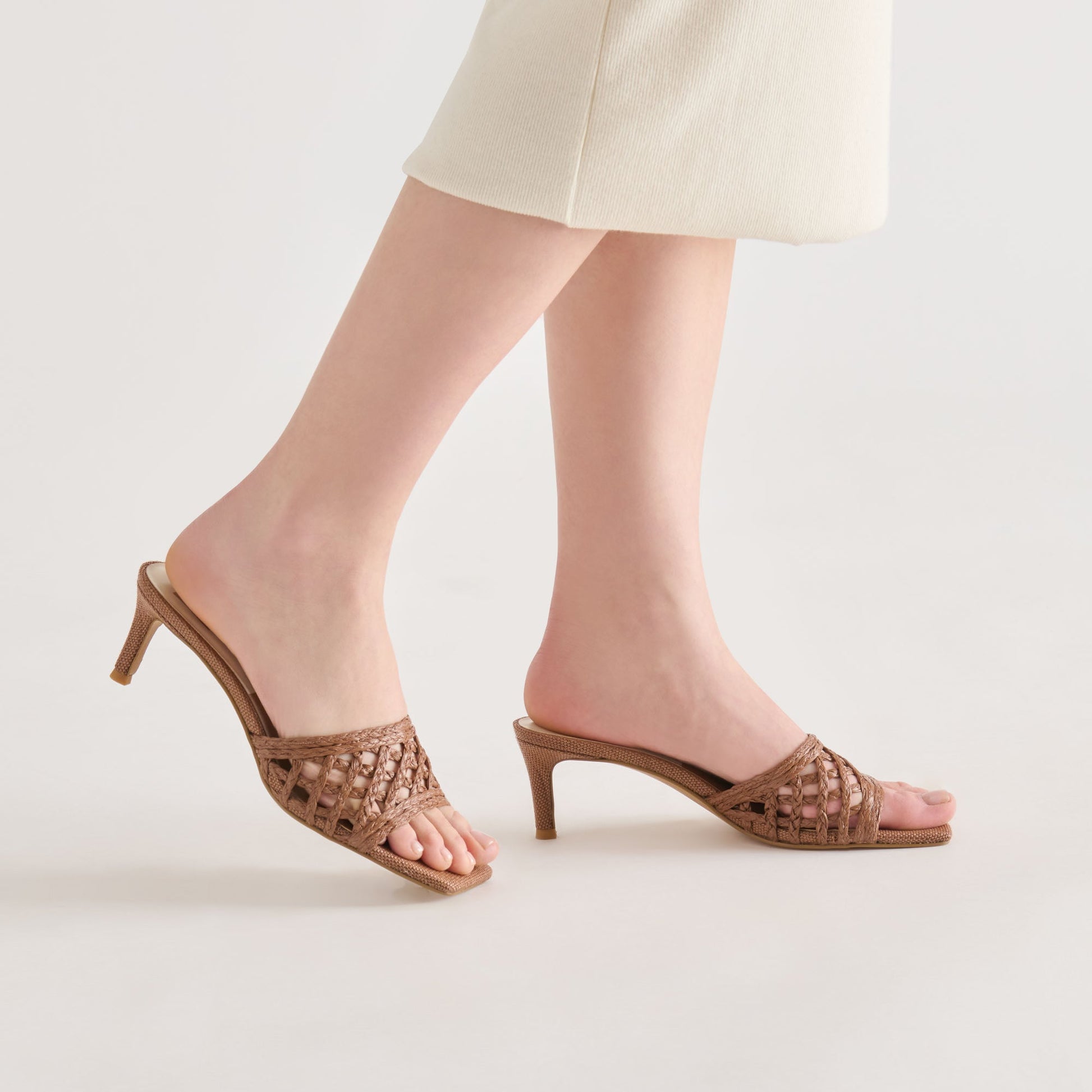 Dolce Vita Bowen Cognac Raffia Heels