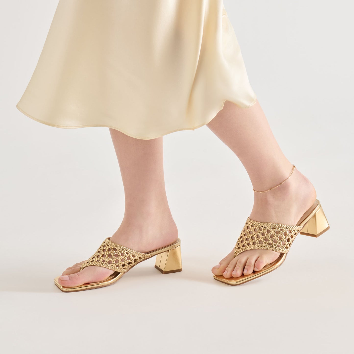 Dolce Vita Barlo Gold Woven Stella Heels