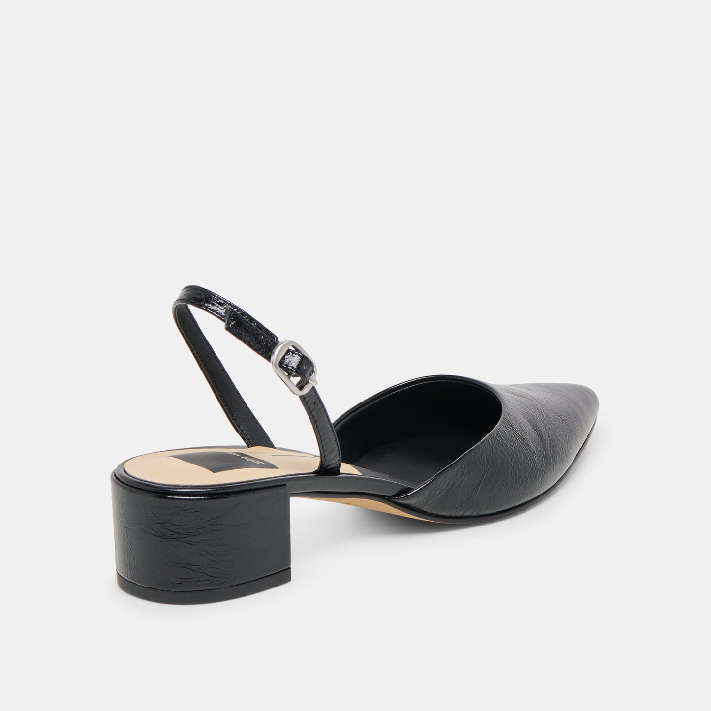 Dolce Vita Carel Wide Midnight Crinkle Patent Leather Heels