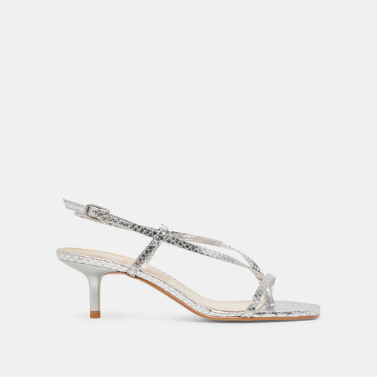 Dolce Vita LAURY HEELS SILVER EMBOSSED LEATHER
 – Dolce Vita