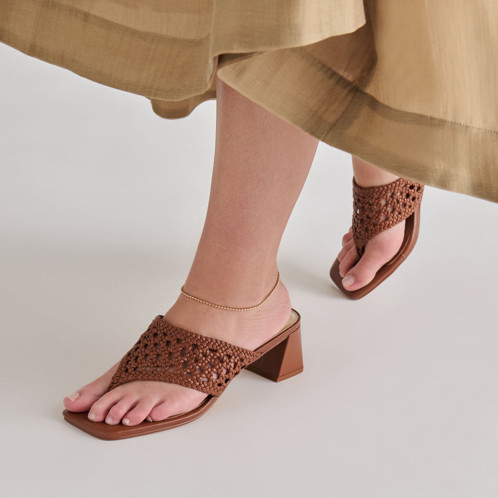 Dolce Vita Barlo Cognac Woven Stella Heels