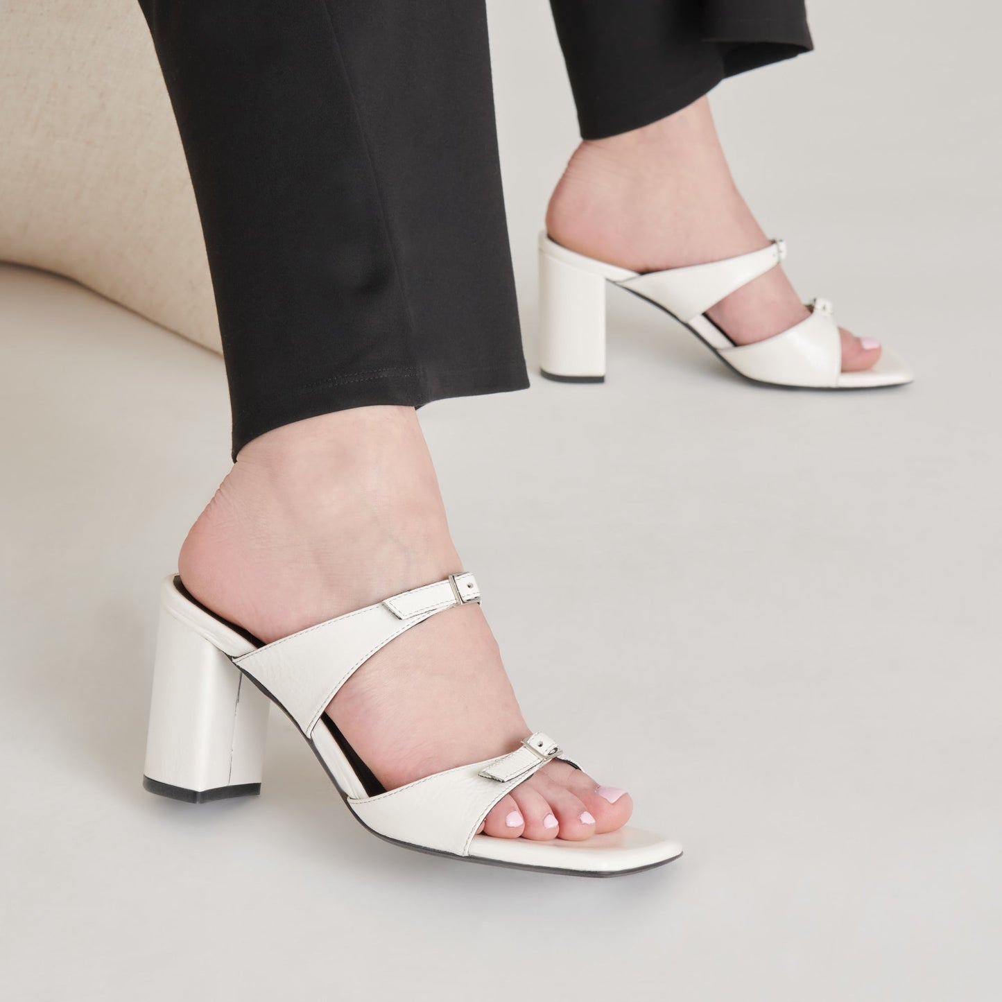 Dolce Vita SHANE HEELS OFF WHITE CRINKLE PATENT
 – Dolce Vita