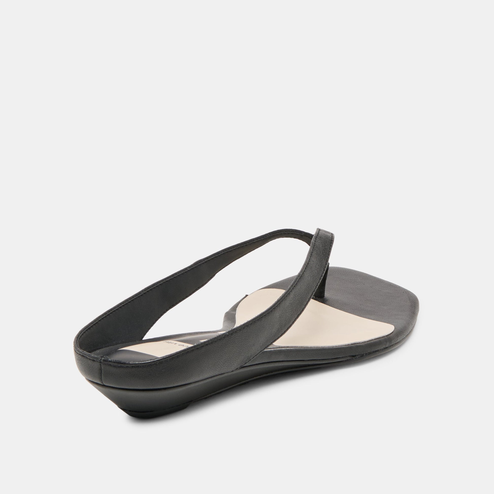 Dolce Vita GIZEL Black Leather Thong Square-Toe Sandals