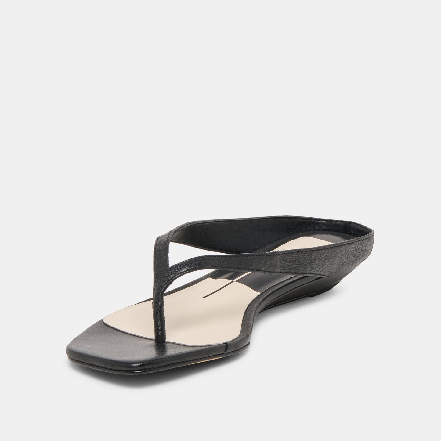 Dolce Vita GIZEL Black Leather Thong Square-Toe Sandals