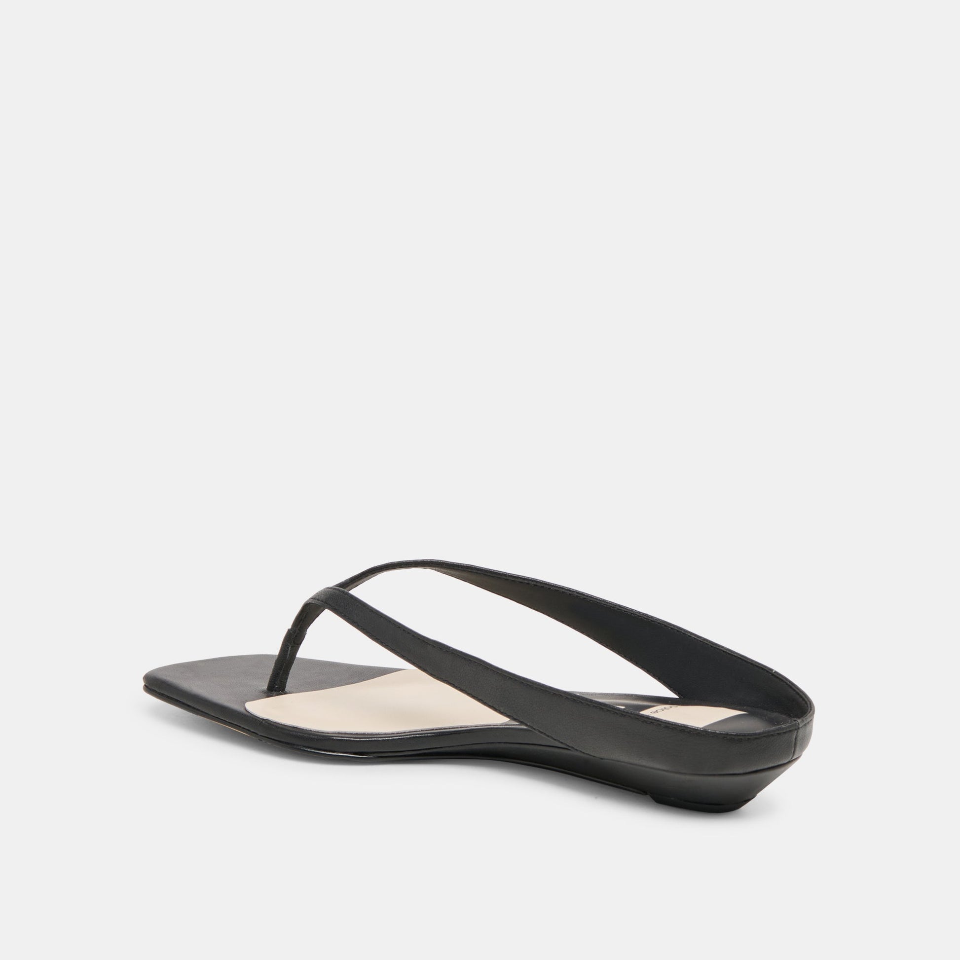 Dolce Vita GIZEL Black Leather Thong Square-Toe Sandals