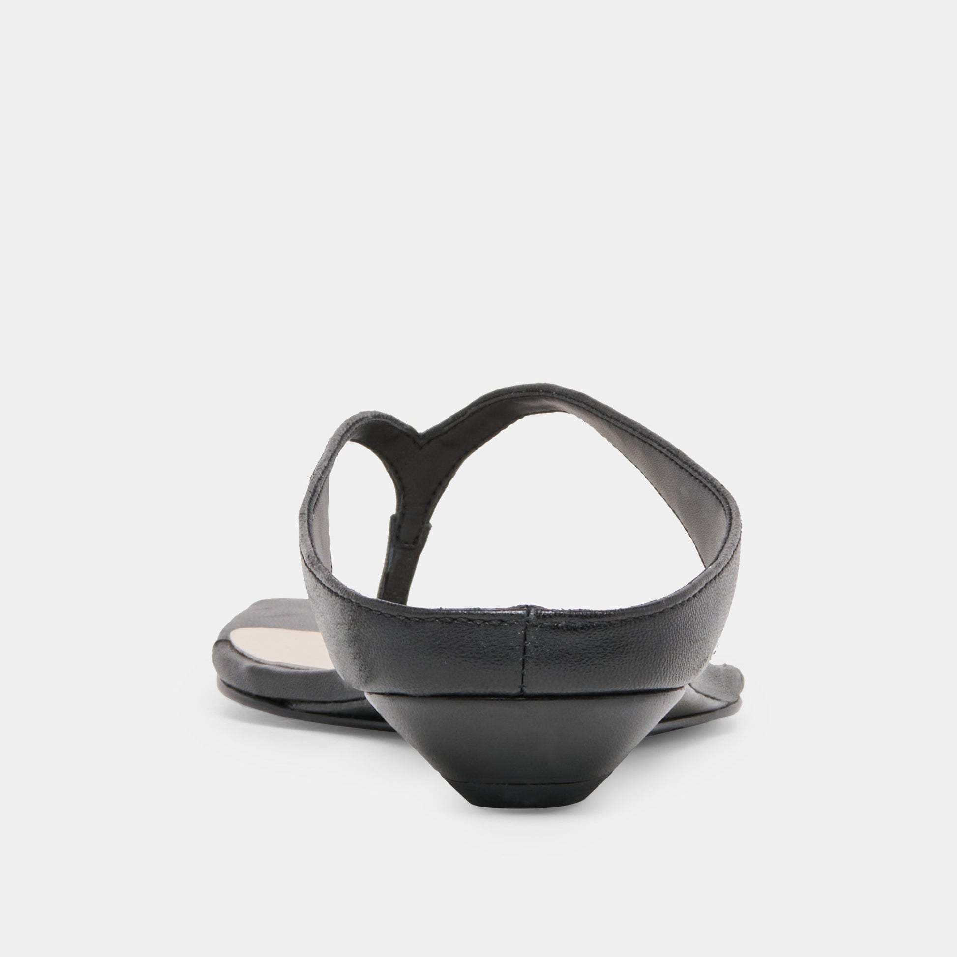 Dolce Vita GIZEL Black Leather Thong Square-Toe Sandals