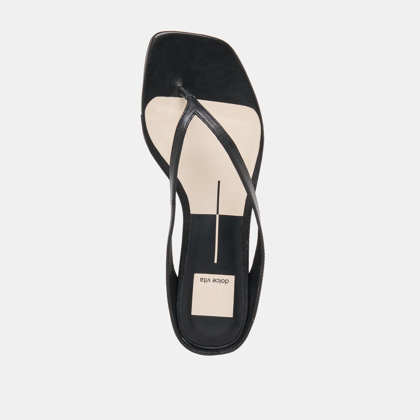 Dolce Vita GIZEL Black Leather Thong Square-Toe Sandals